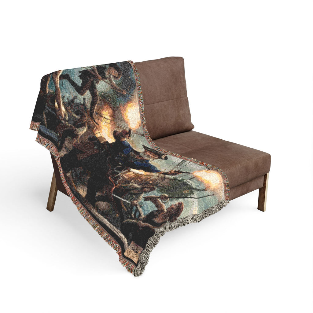 Pirate Captain Throw Blanket — Vintage Ship Battle Woven Tapestry