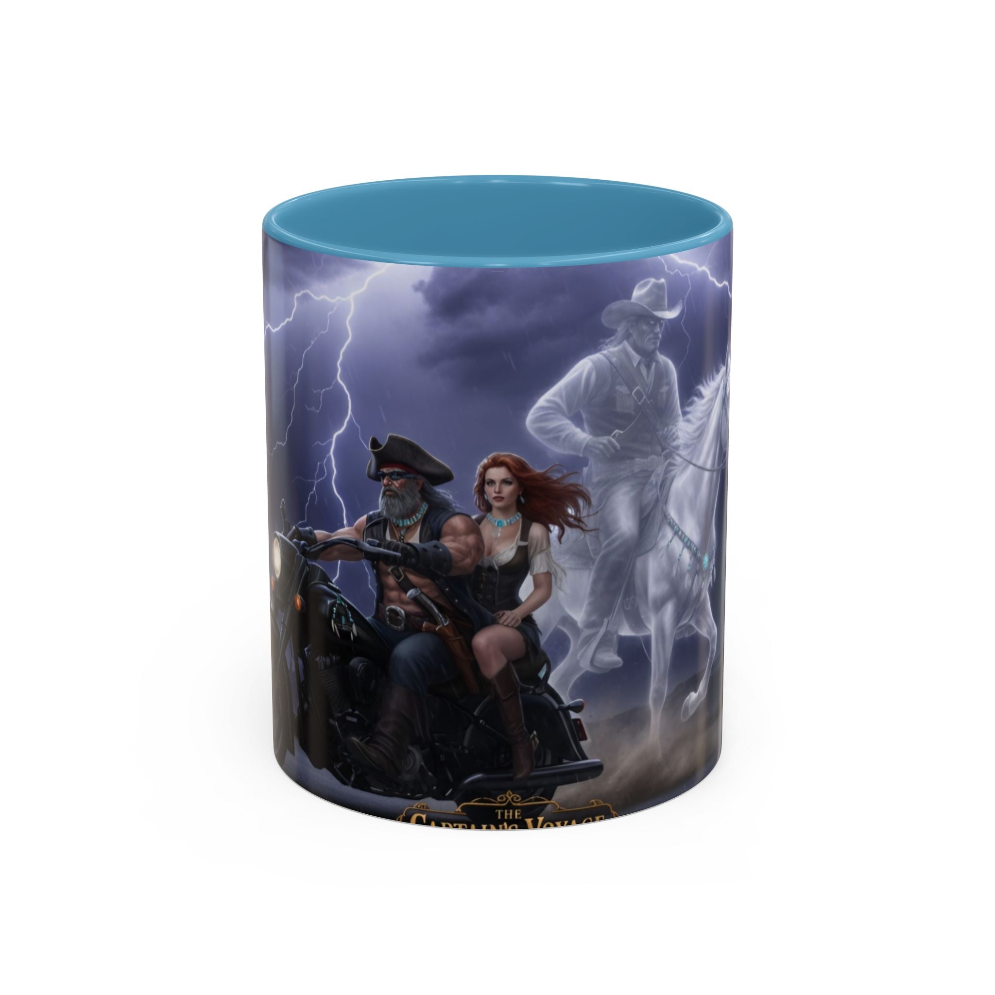 Western Ghost Riders Coffee Mug — Phantom Cowboy & Horse Lightning Accent Mug (11/15oz)