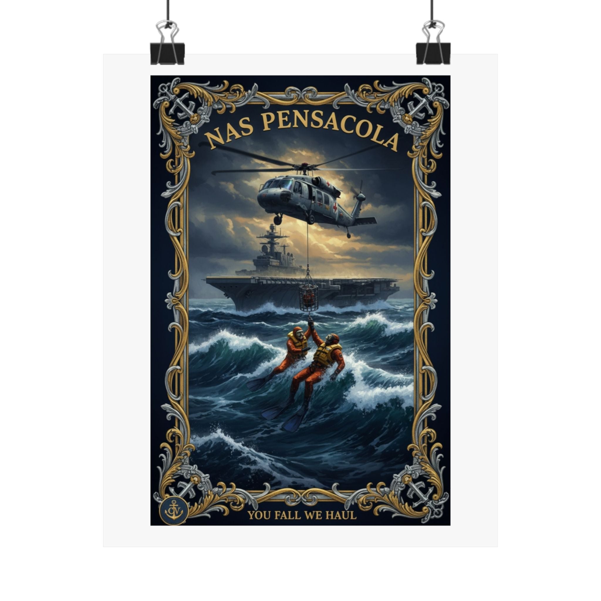 NAS Pensacola Rescue Poster — Matte Vertical Military Wall Art