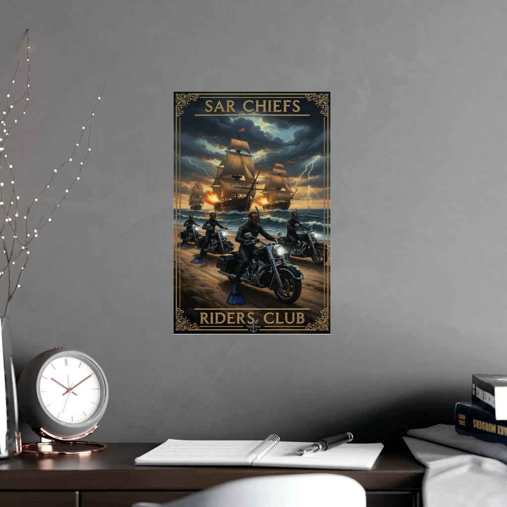 Riders Club Matte Poster — Sea Captain Bikers Vintage Nautical Wall Art