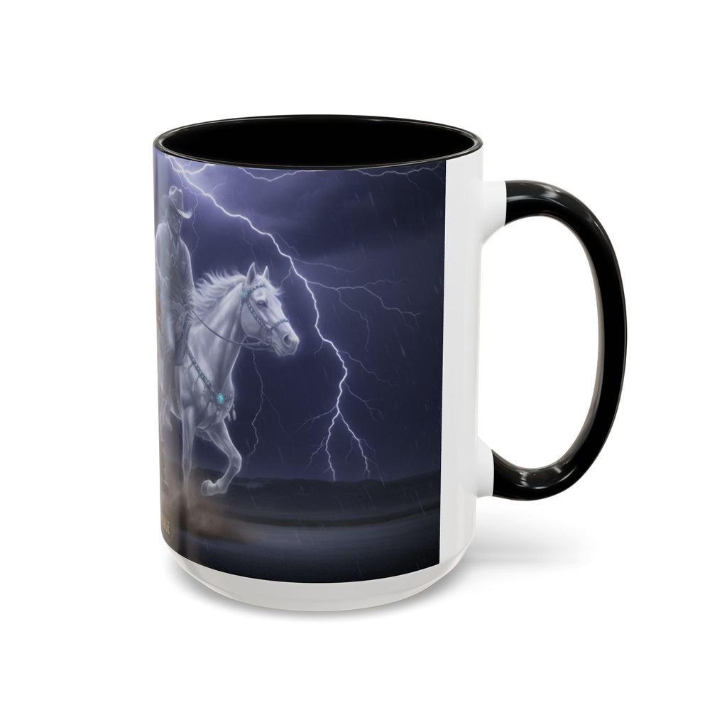 Western Ghost Riders Coffee Mug — Phantom Cowboy & Horse Lightning Accent Mug (11/15oz)
