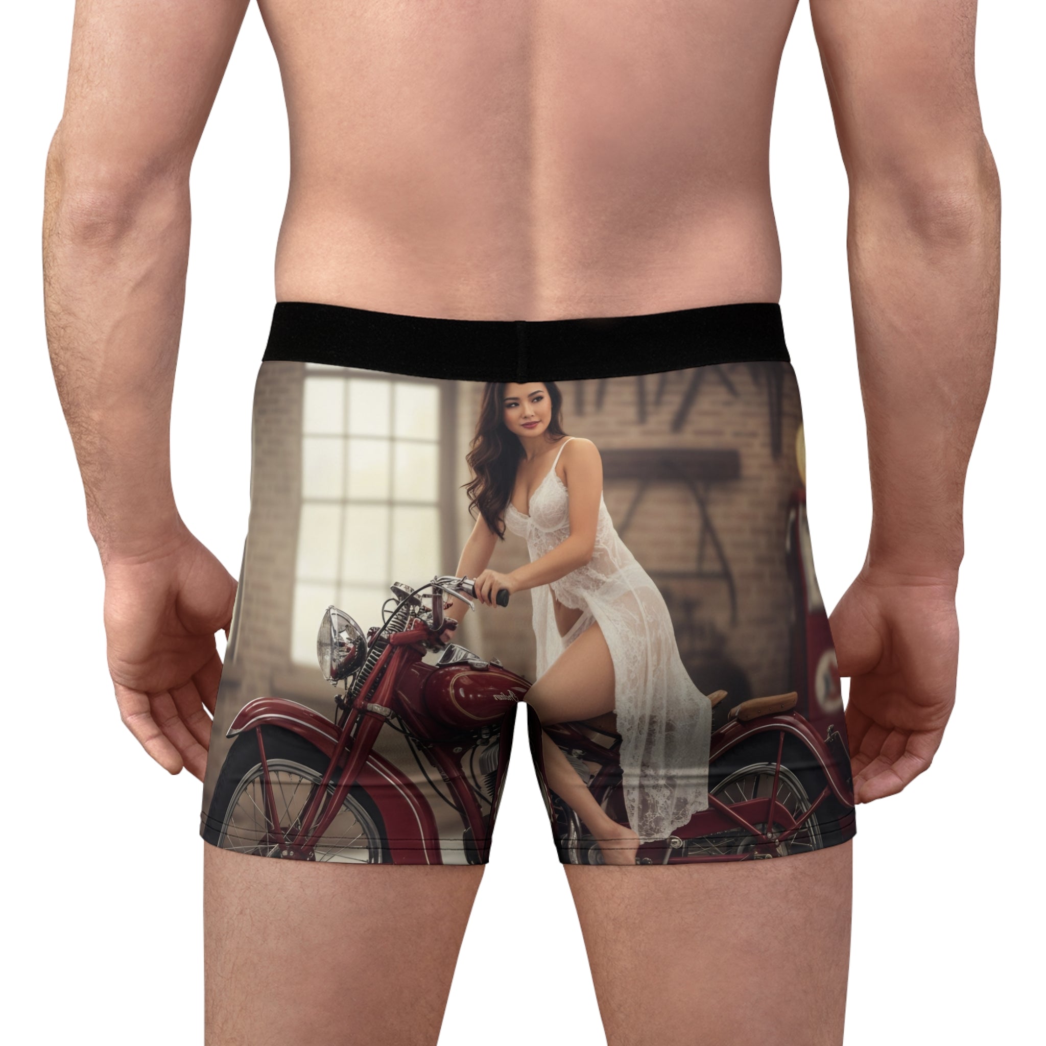 Boxer Briefs — Vintage Motorcycle Pinup All-Over Print