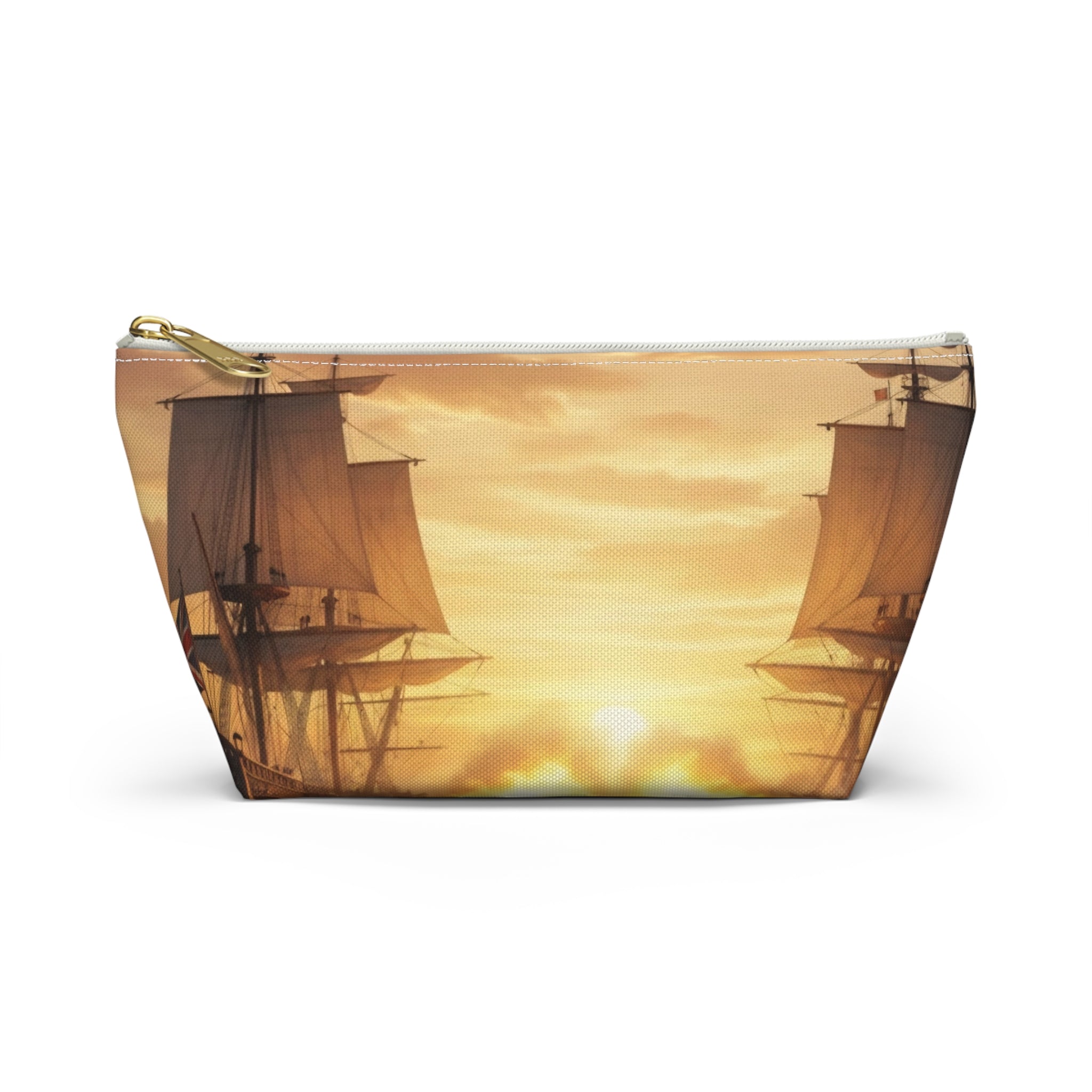 Vintage Naval Battle Accessory Pouch — Sunset Warship Makeup Bag
