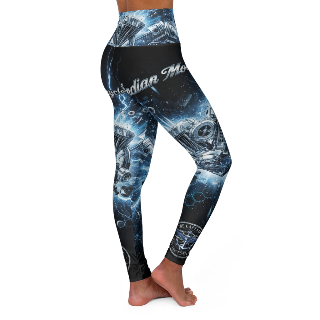 Motorcycle Engine Lightning High-Waist Yoga Leggings