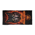 Indian Motorcycle Wolf Beach Towel — Flaming Wolf Graphic Beach Towel for Riders & Bikers
