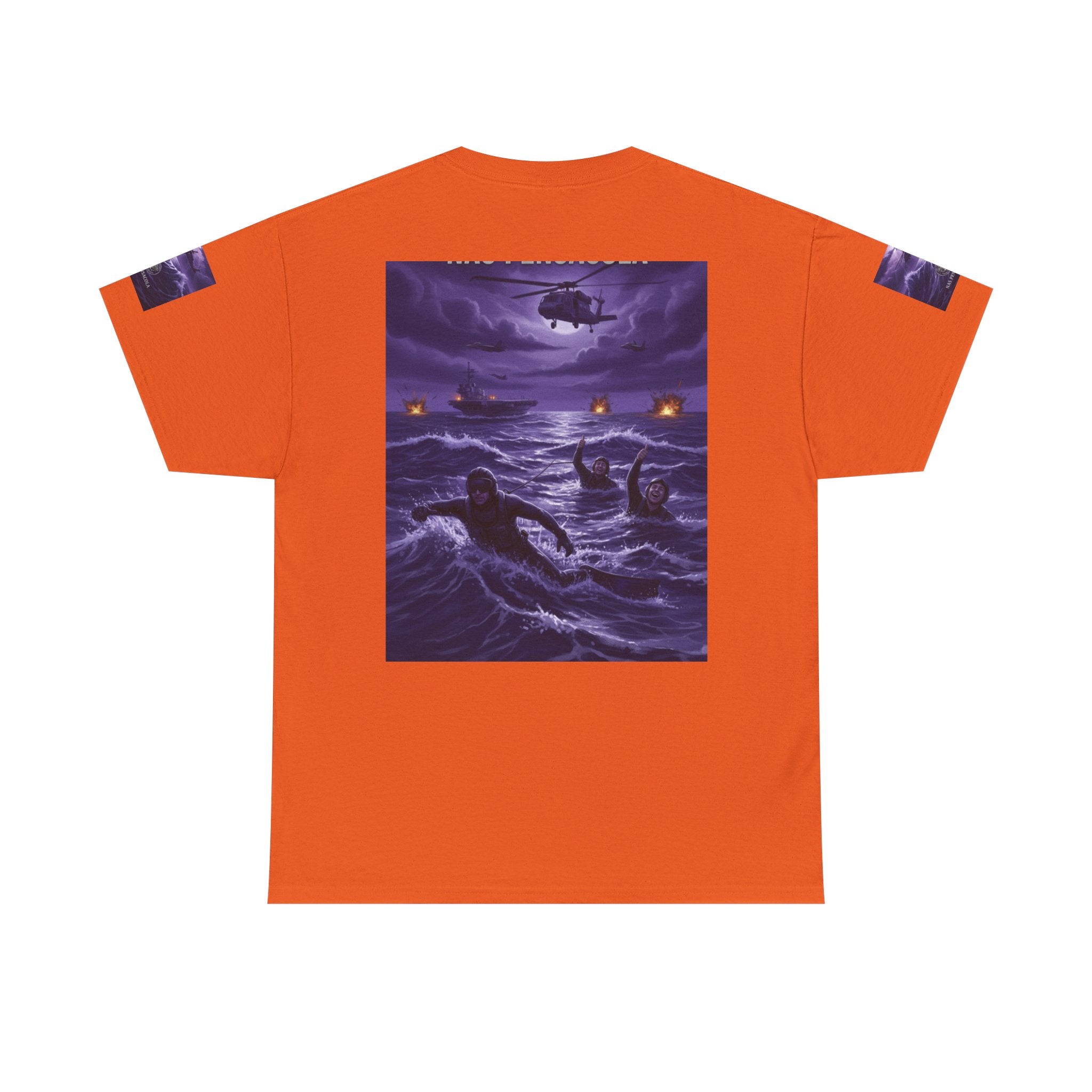 Rescue Night Tee — Purple Helicopter Sea Rescue Graphic T-Shirt