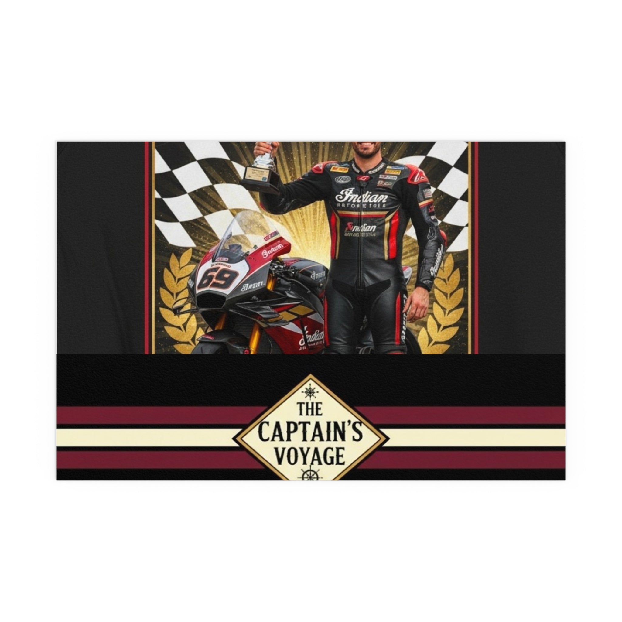 Racing Champion Silk Poster — “Winner’s Circle 69” Motorcycle Wall Art (Indoor/Outdoor)