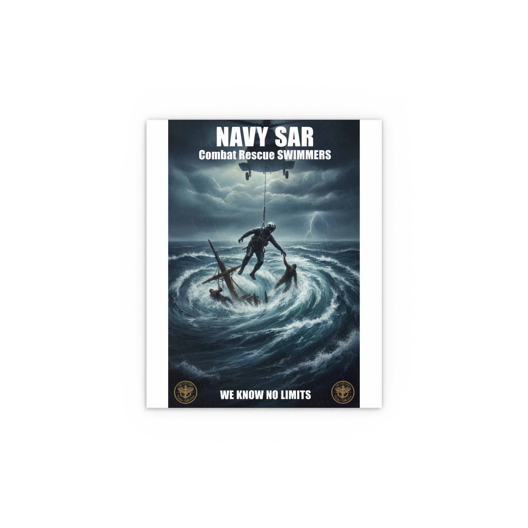 Stormy Sea Silk Poster — Dramatic Sailor Rescue Wall Art (Indoor/Outdoor)