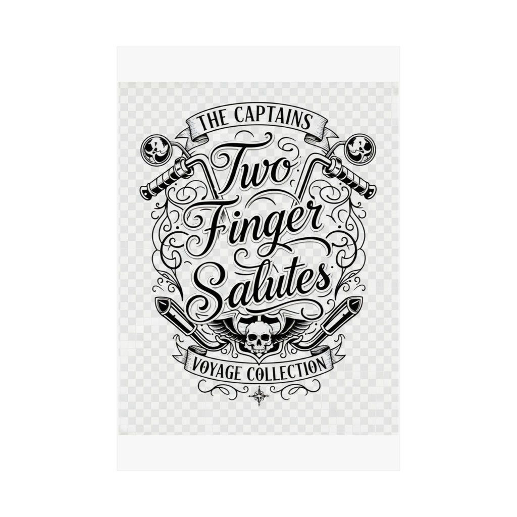 Two Finger Salutes Poster — Vintage Nautical Skull Voyage Wall Art