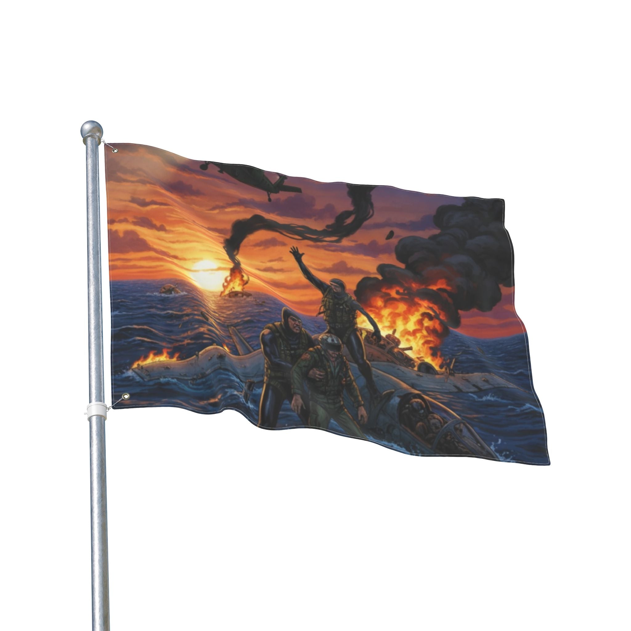 Double-Sided Nautical Rescue Flag — Navy SAR Search & Rescue Scene