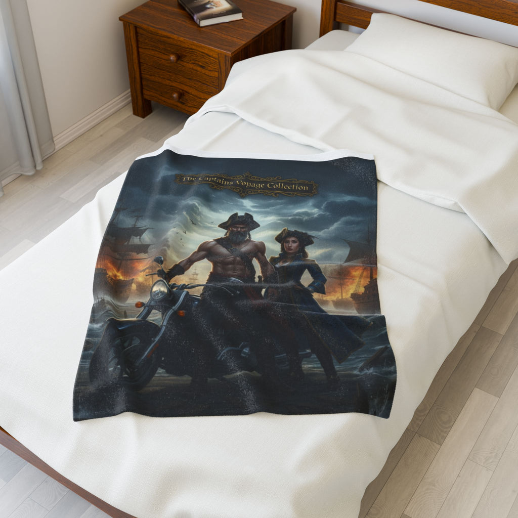 Velveteen Plush Blanket — "The Captain's Voyage Collection" Pirate & Biker Fantasy Throw