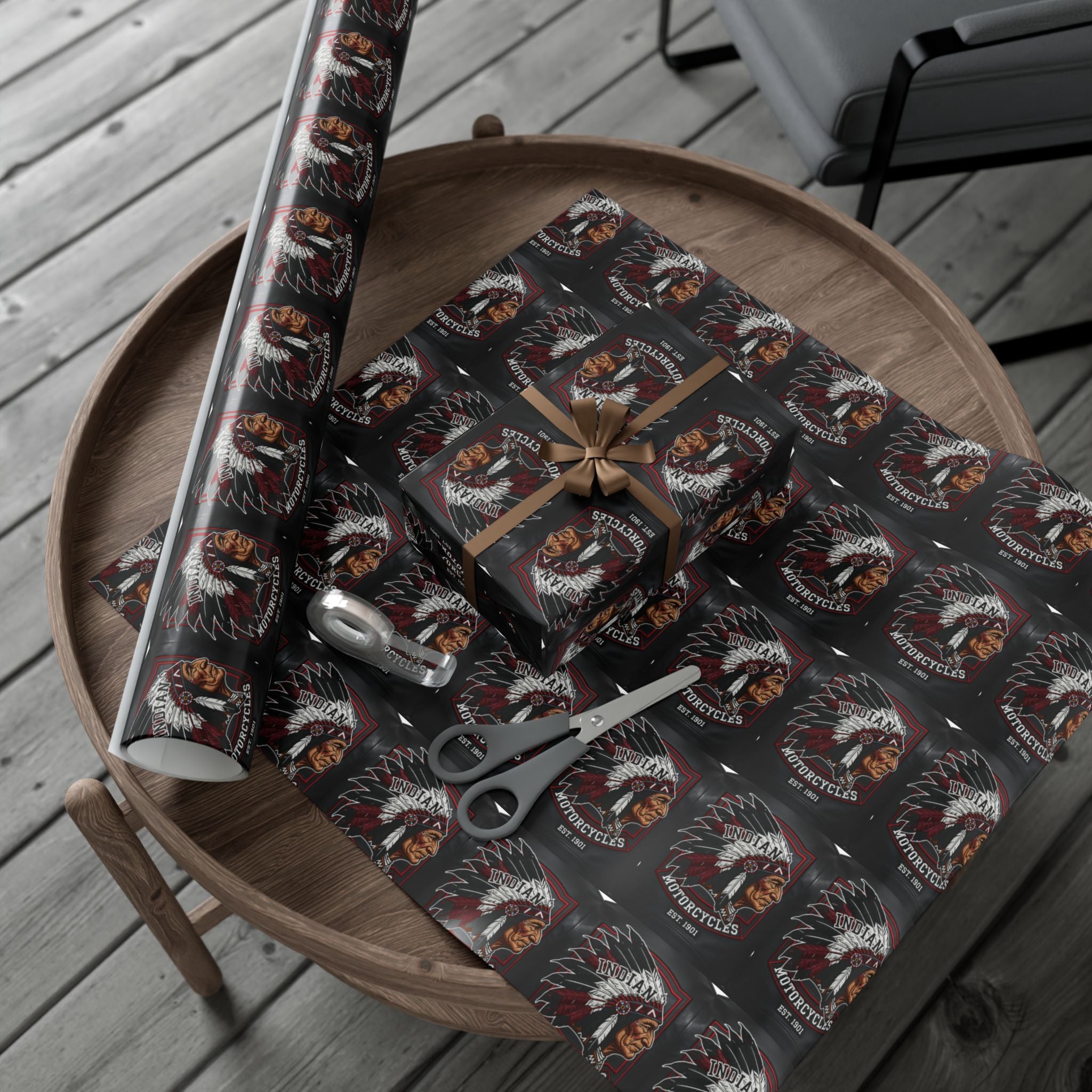 Motorcycles Indian Chief Gift Wrap Paper – Vintage Biker Wrapping Sheets