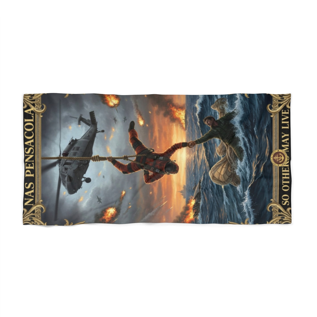 Pensacola Rescue Scene Beach Towel — "So Others May Live" Tribute
