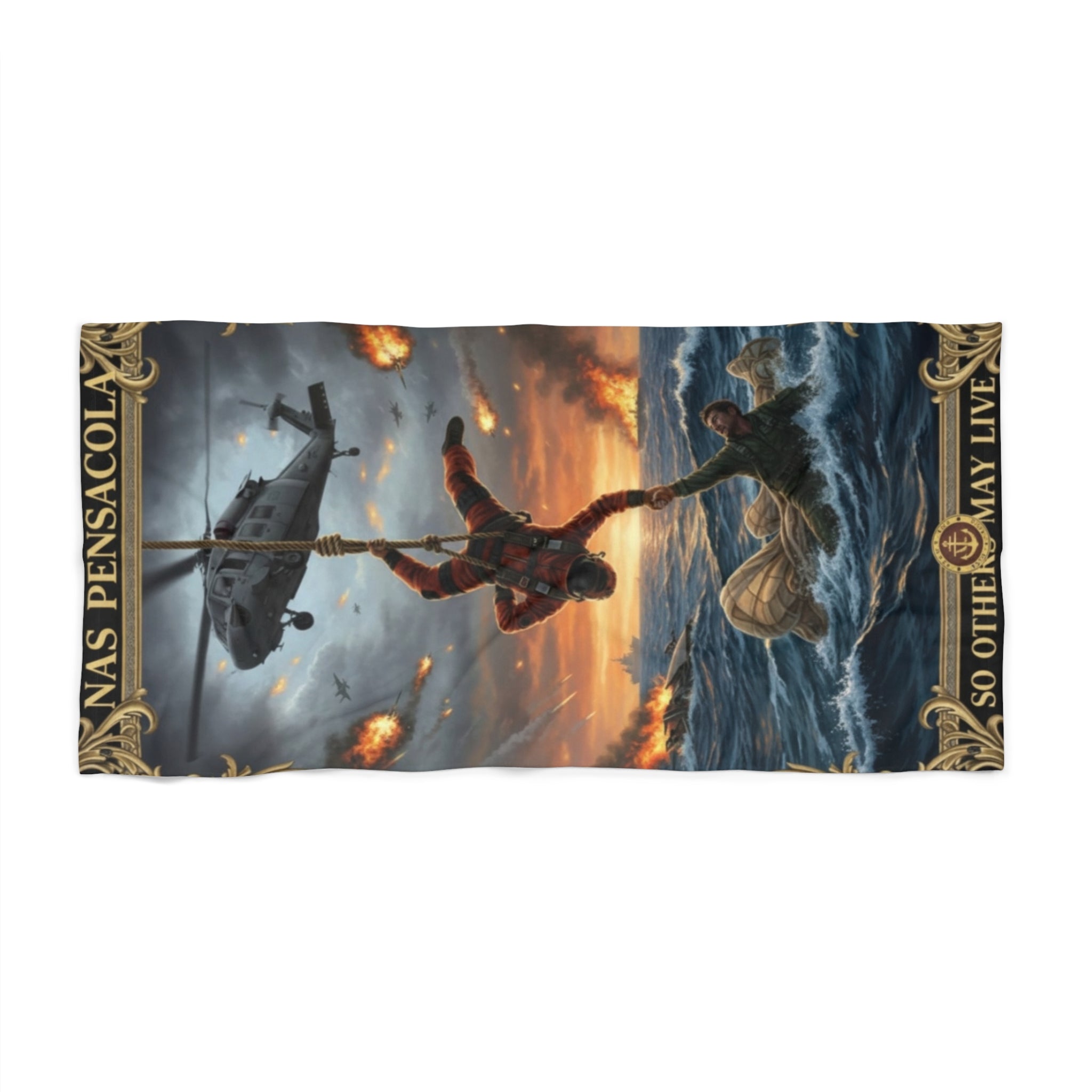 Pensacola Rescue Scene Beach Towel — "So Others May Live" Tribute