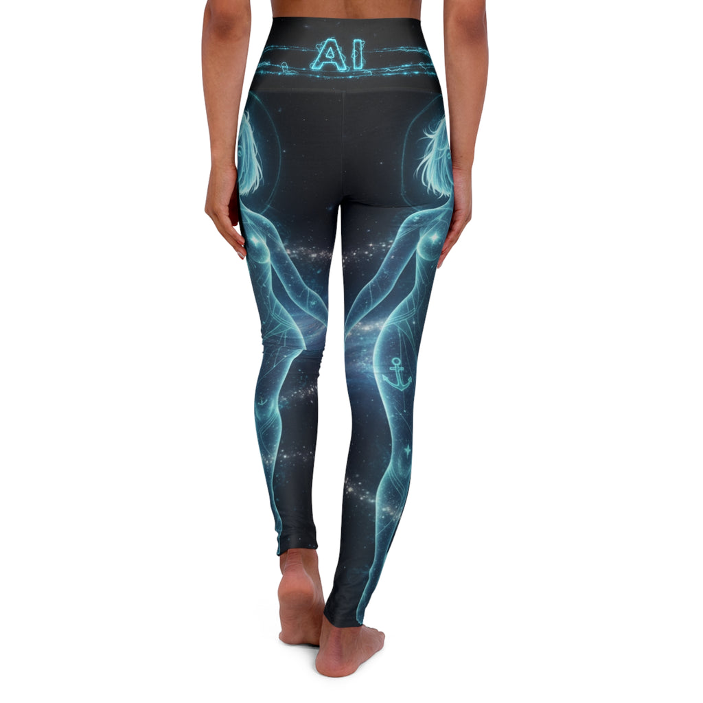 AI Neon Mermaid High-Waist Yoga Leggings