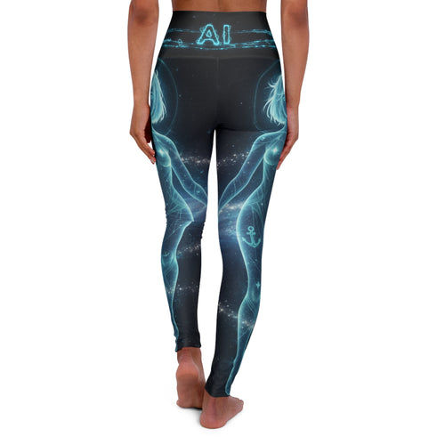 AI Neon Mermaid High-Waist Yoga Leggings