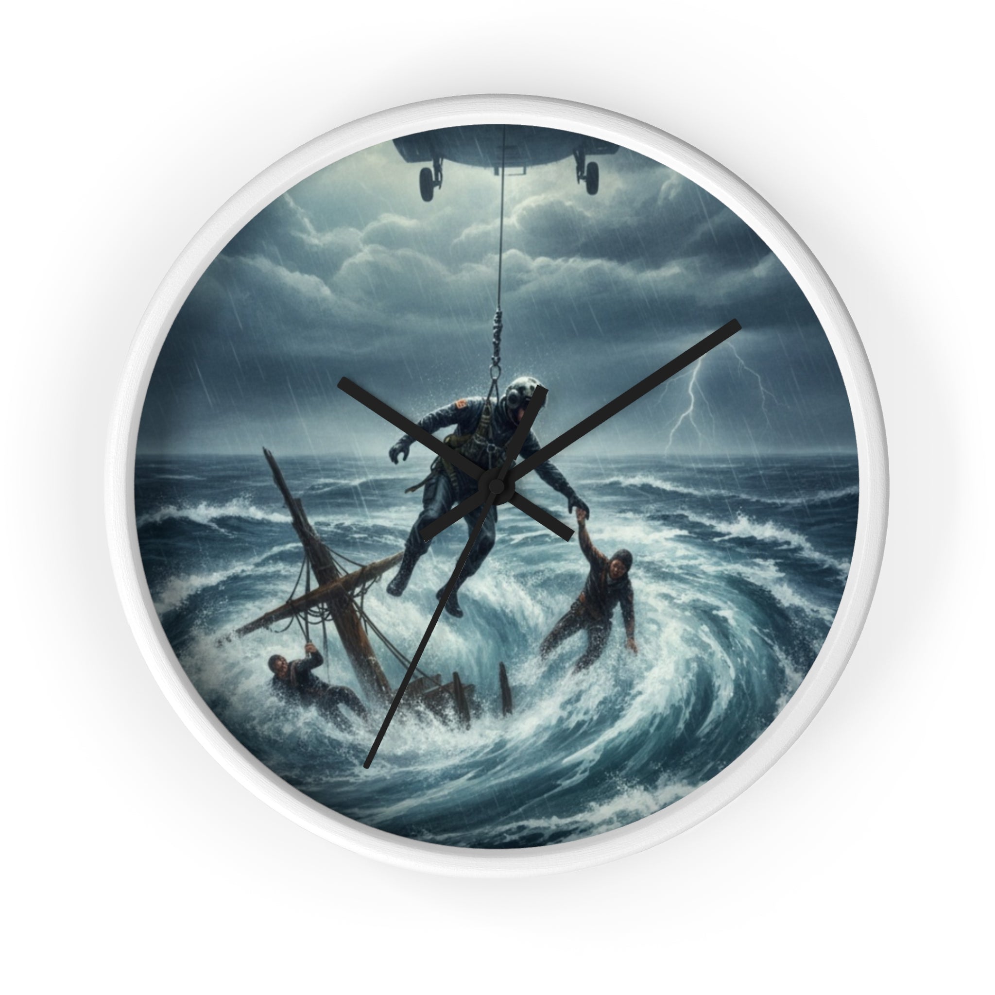 Wall Clock - Dramatic Rescue at Sea Nautical Storm Art Clock