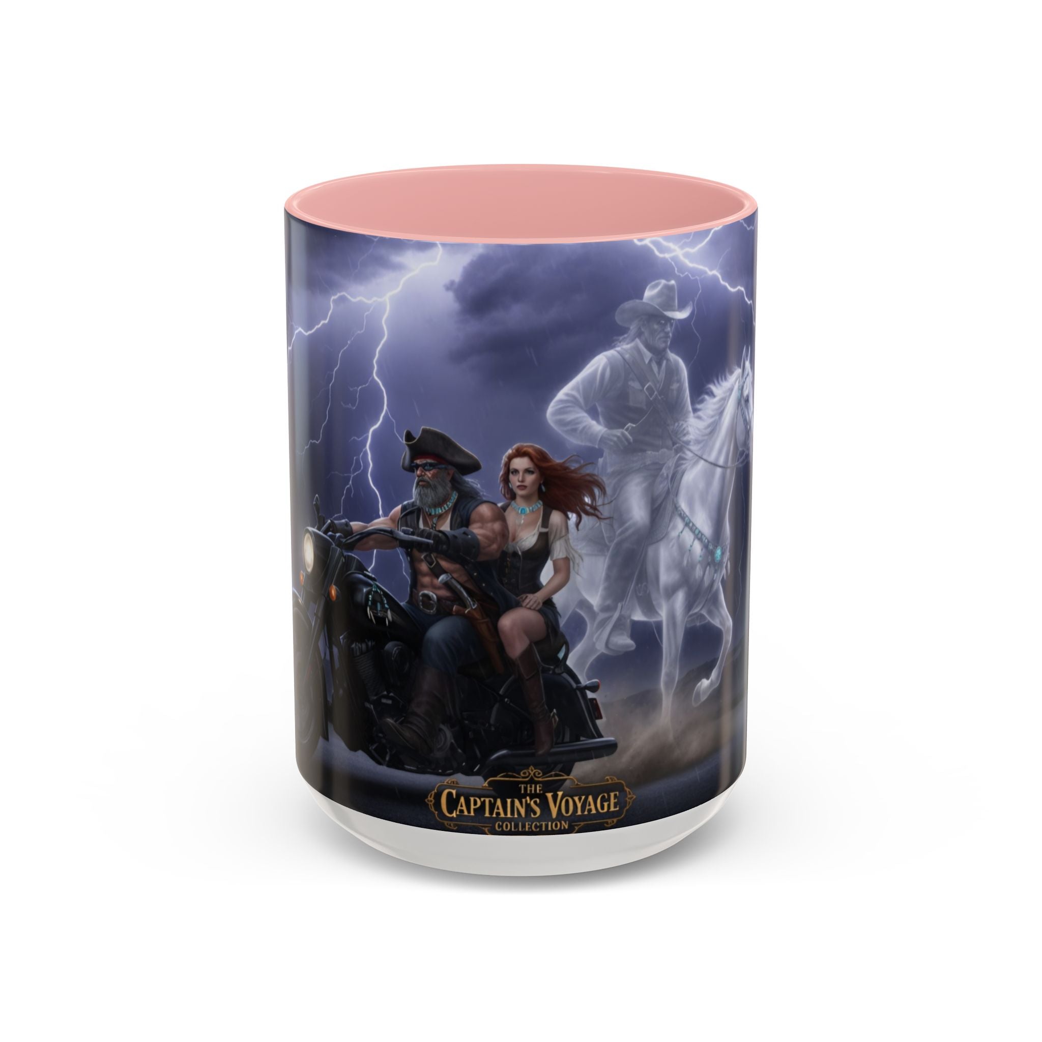 Western Ghost Riders Coffee Mug — Phantom Cowboy & Horse Lightning Accent Mug (11/15oz)
