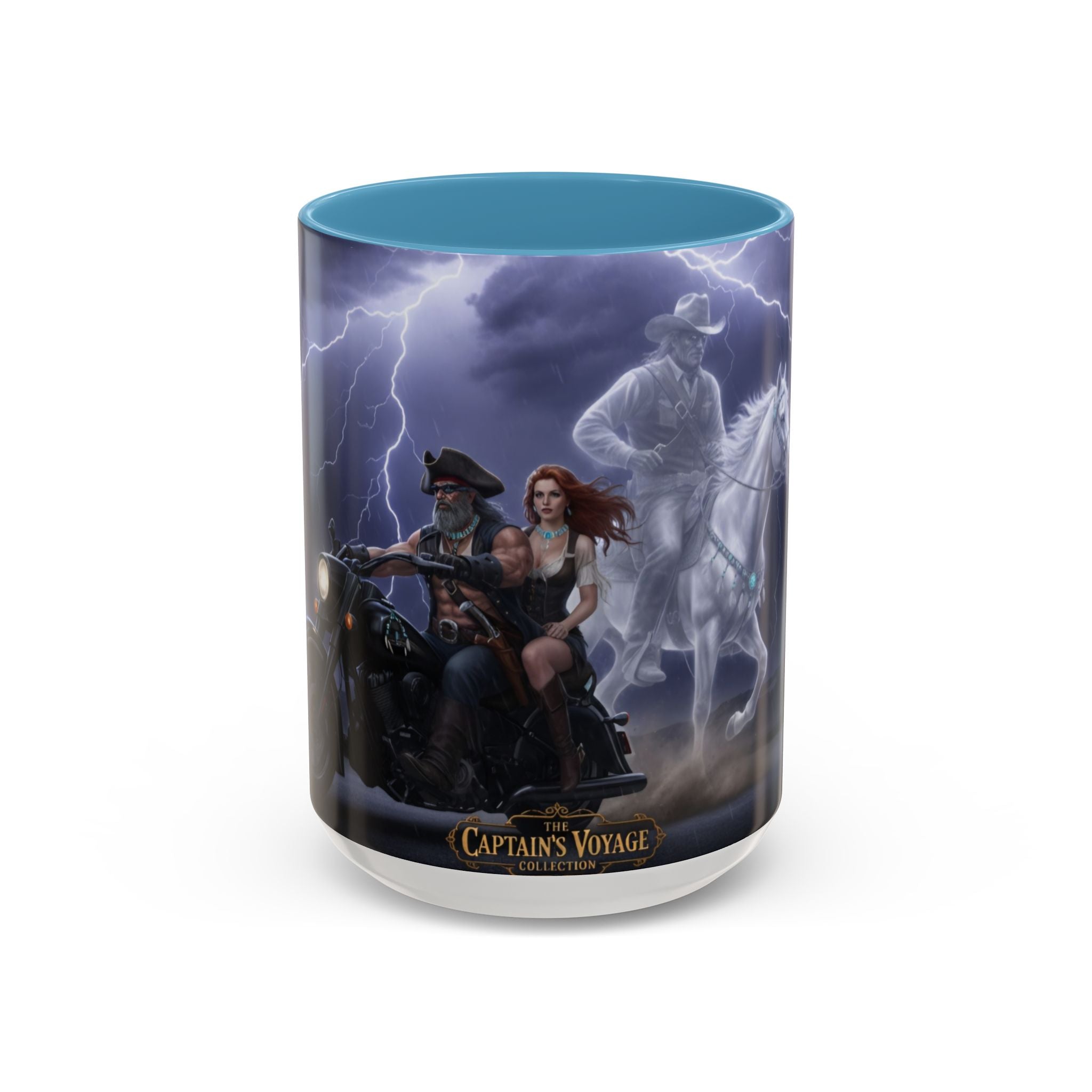 Western Ghost Riders Coffee Mug — Phantom Cowboy & Horse Lightning Accent Mug (11/15oz)