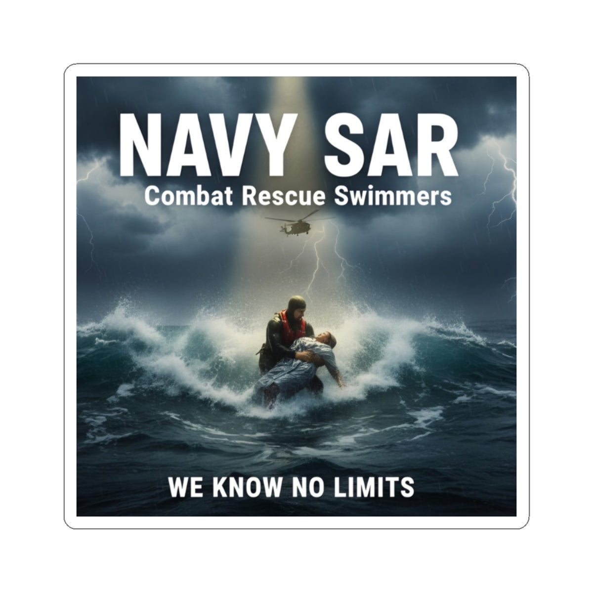 Navy SAR Kiss-Cut Sticker — "We Know No Limits" Combat Rescue Swimmers Decal