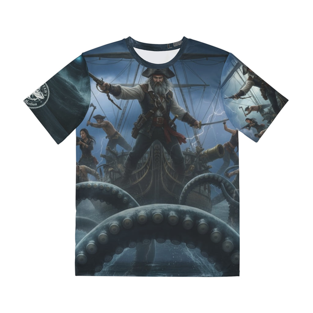 Kraken Battle All-Over Print Tee — Dark Sea Monster Graphic Shirt