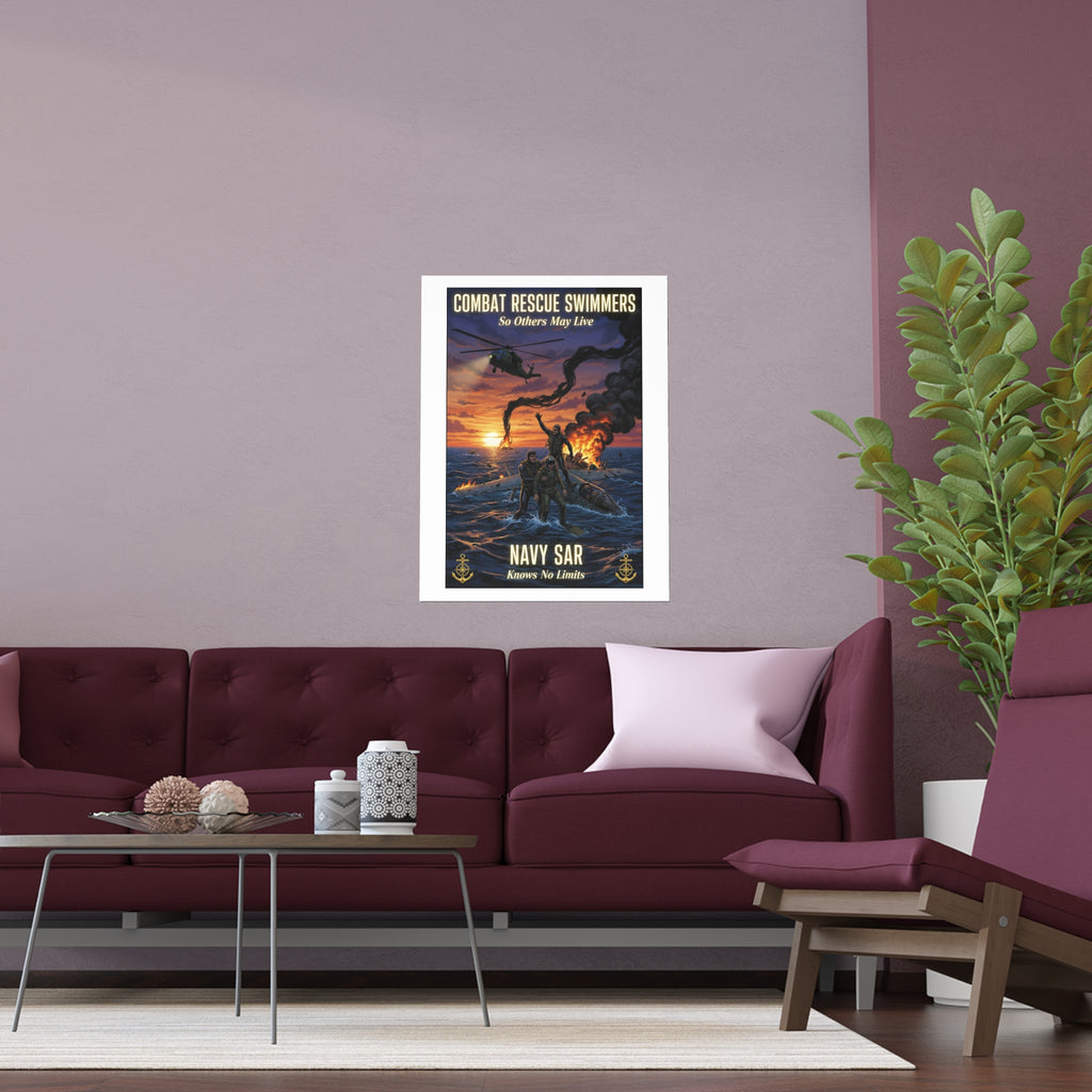 Navy SAR Combat Rescue Swimmers Silk Poster — Indoor/Outdoor Military Wall Art