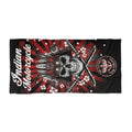 Indian Motorcycle Skull Beach Towel – Red Samurai Helmet Biker Design