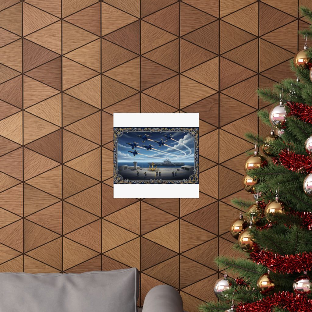 Matte Vertical Poster — Navy Blue Angels Aircraft Carrier Tribute