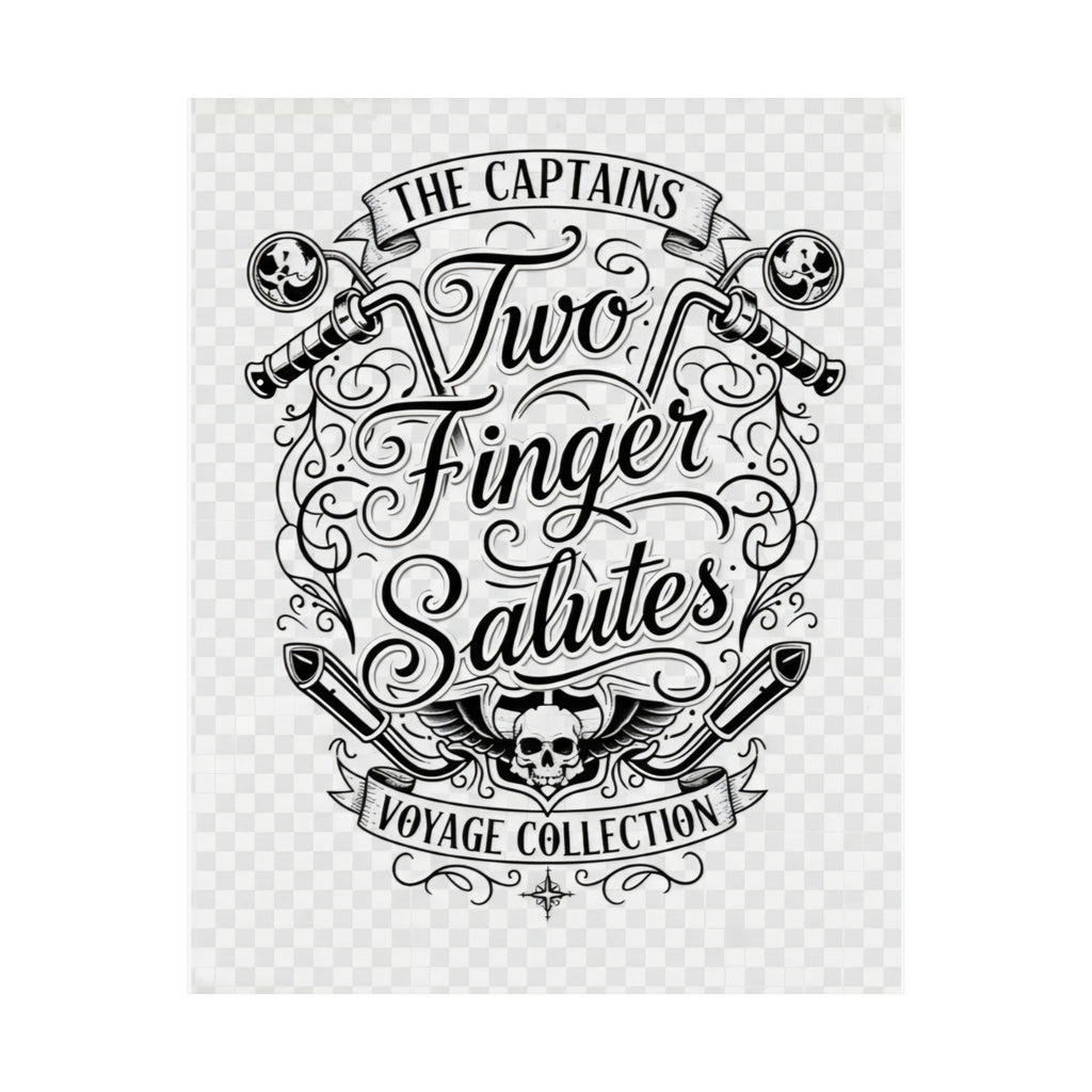 Two Finger Salutes Poster — Vintage Nautical Skull Voyage Wall Art