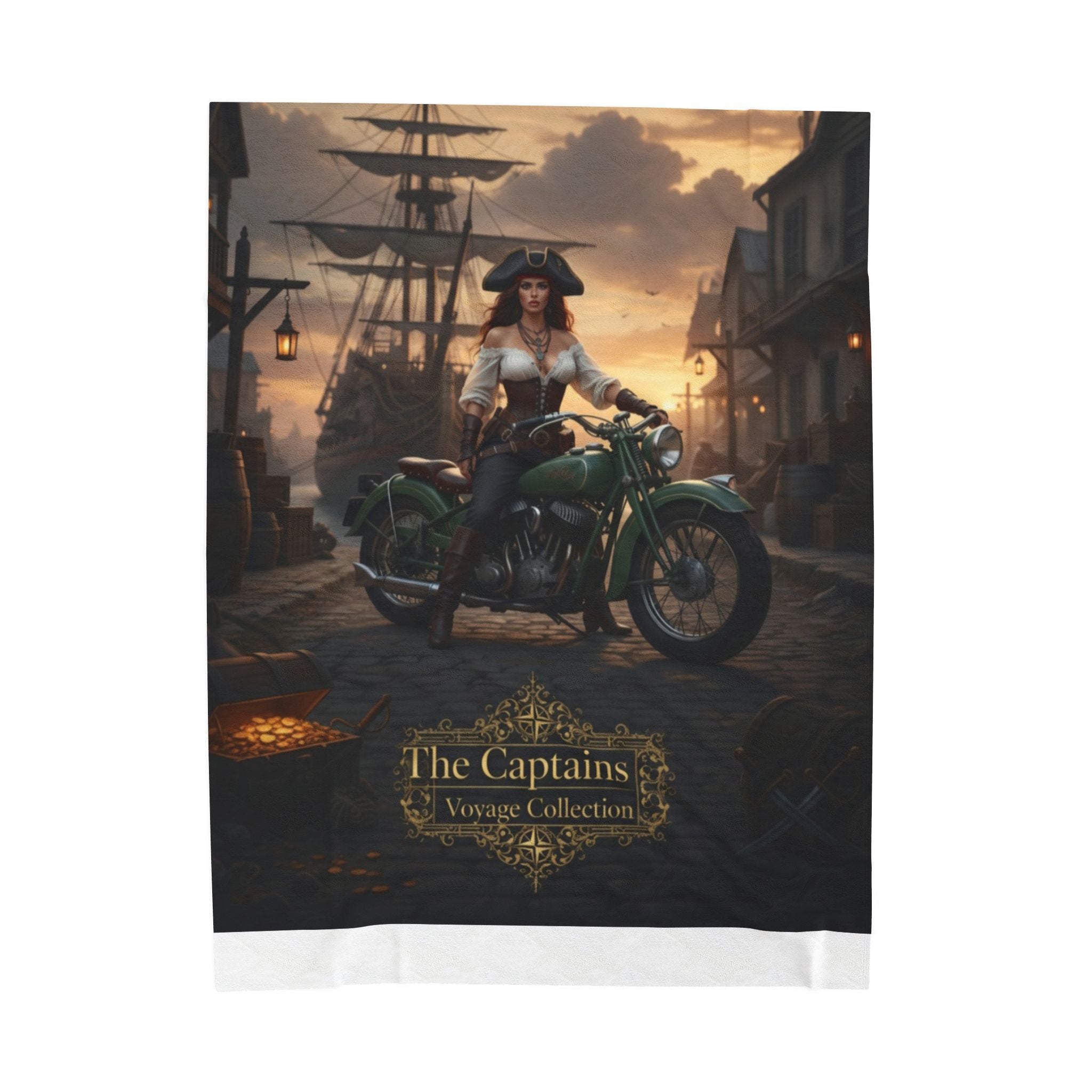 Captain's Vintage Motorcycle Velveteen Plush Blanket — "The Captains Vintage Collection"