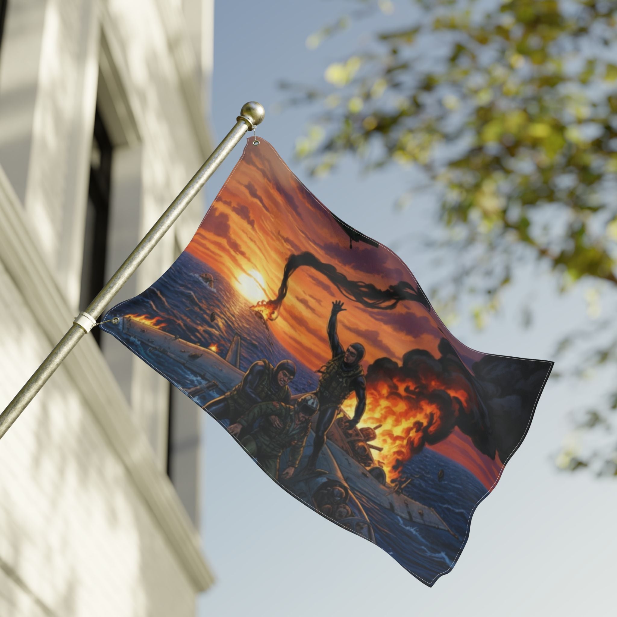 Double-Sided Nautical Rescue Flag — Navy SAR Search & Rescue Scene