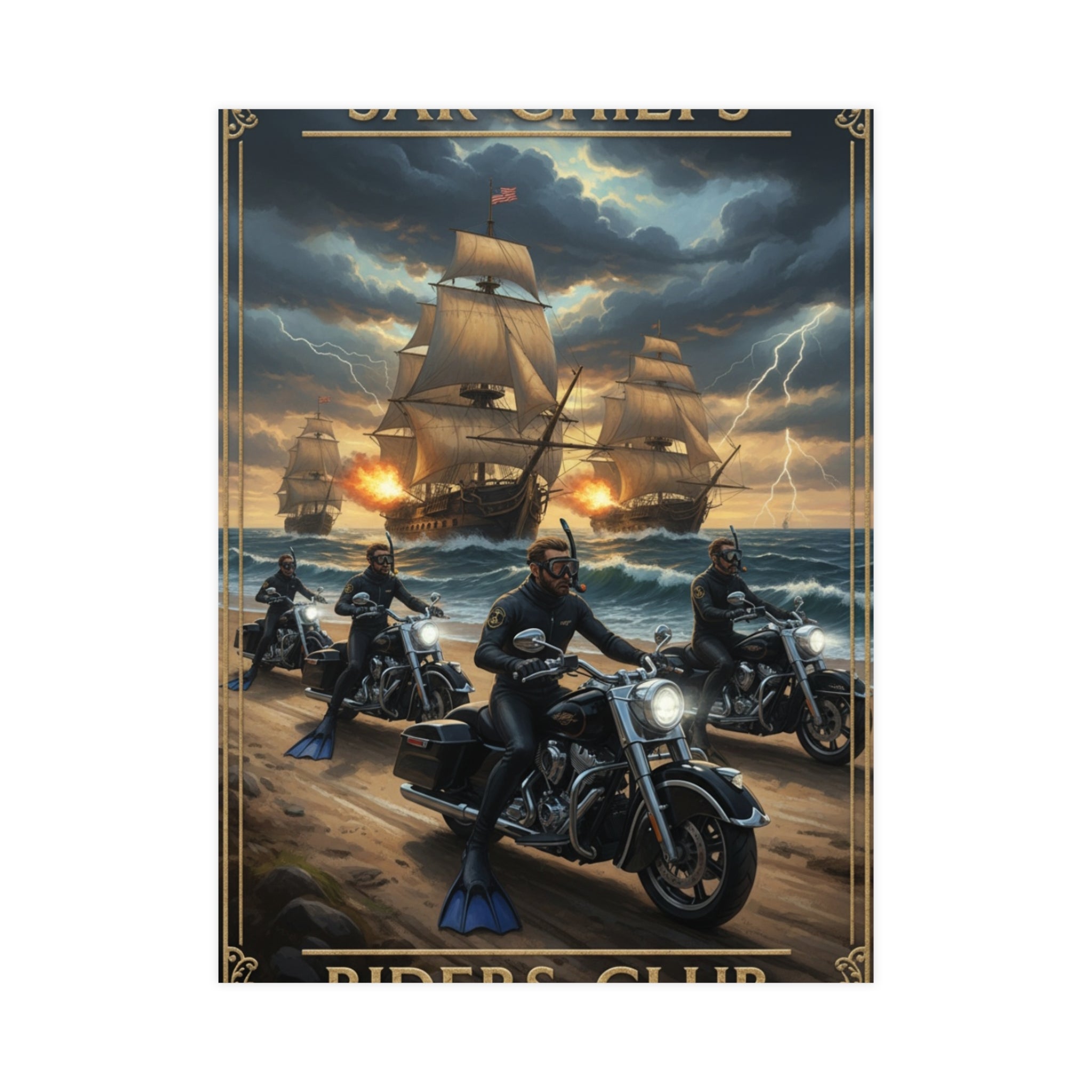 Riders Club Matte Poster — Sea Captain Bikers Vintage Nautical Wall Art
