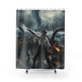 Pirate Kraken Battle Shower Curtain — Nautical Storm Bathroom Decor
