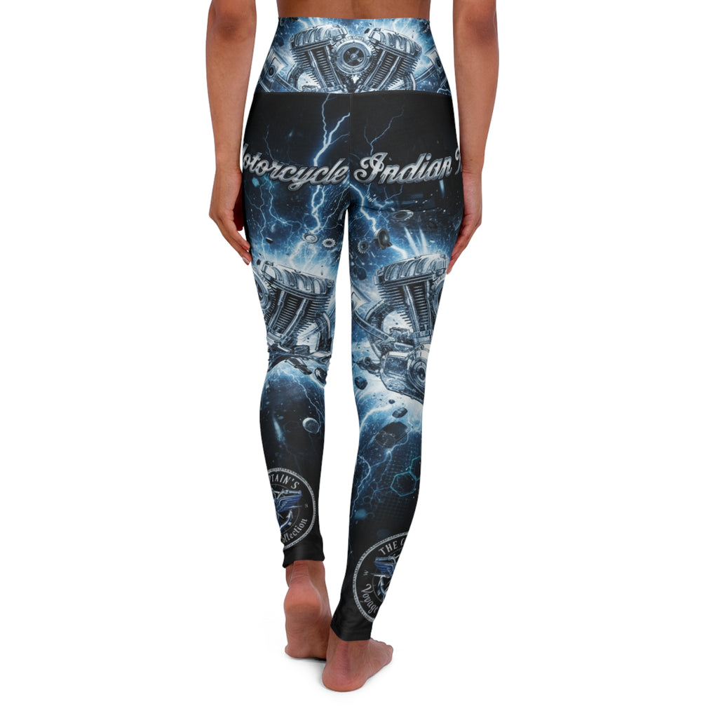 Motorcycle Engine Lightning High-Waist Yoga Leggings
