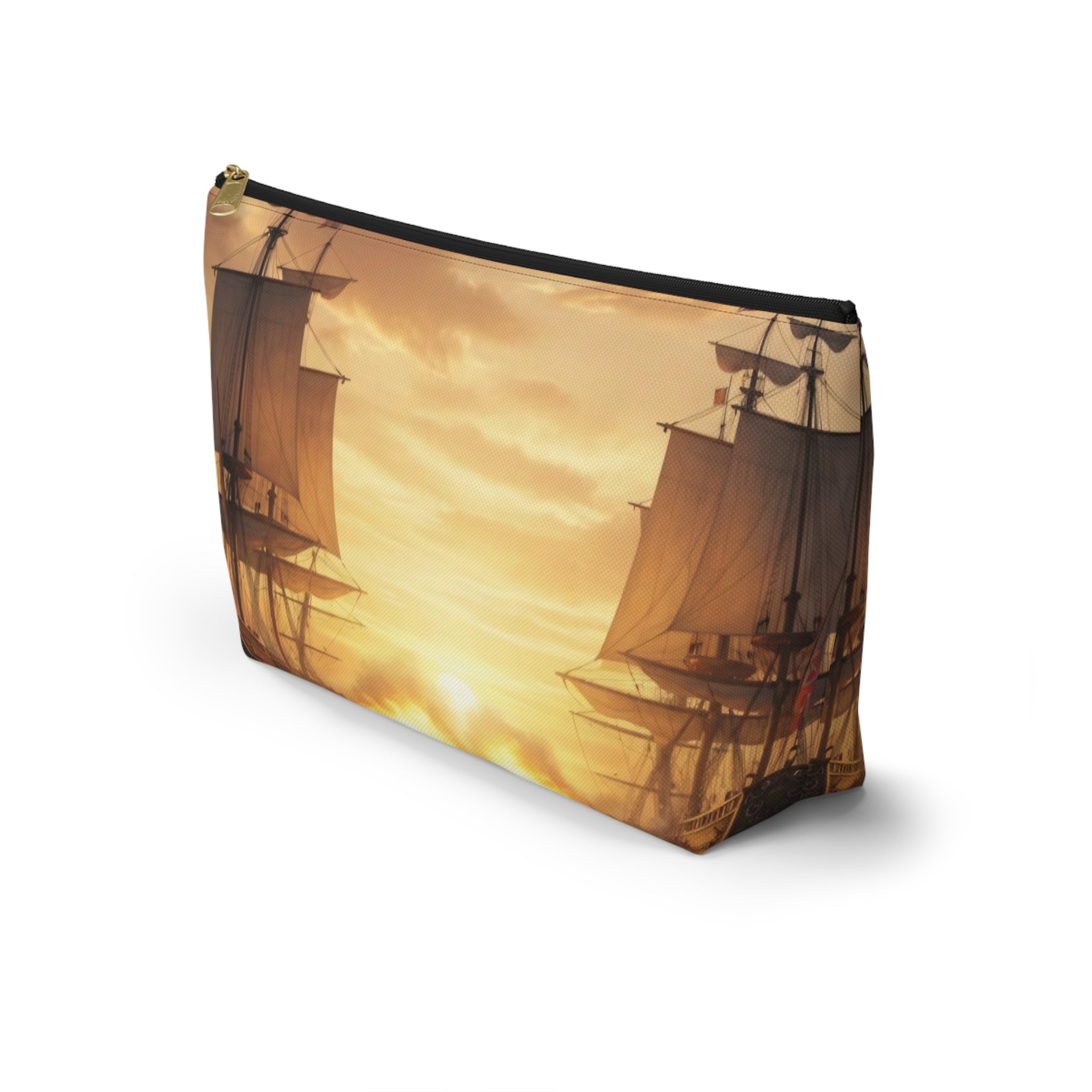 Vintage Naval Battle Accessory Pouch — Sunset Warship Makeup Bag