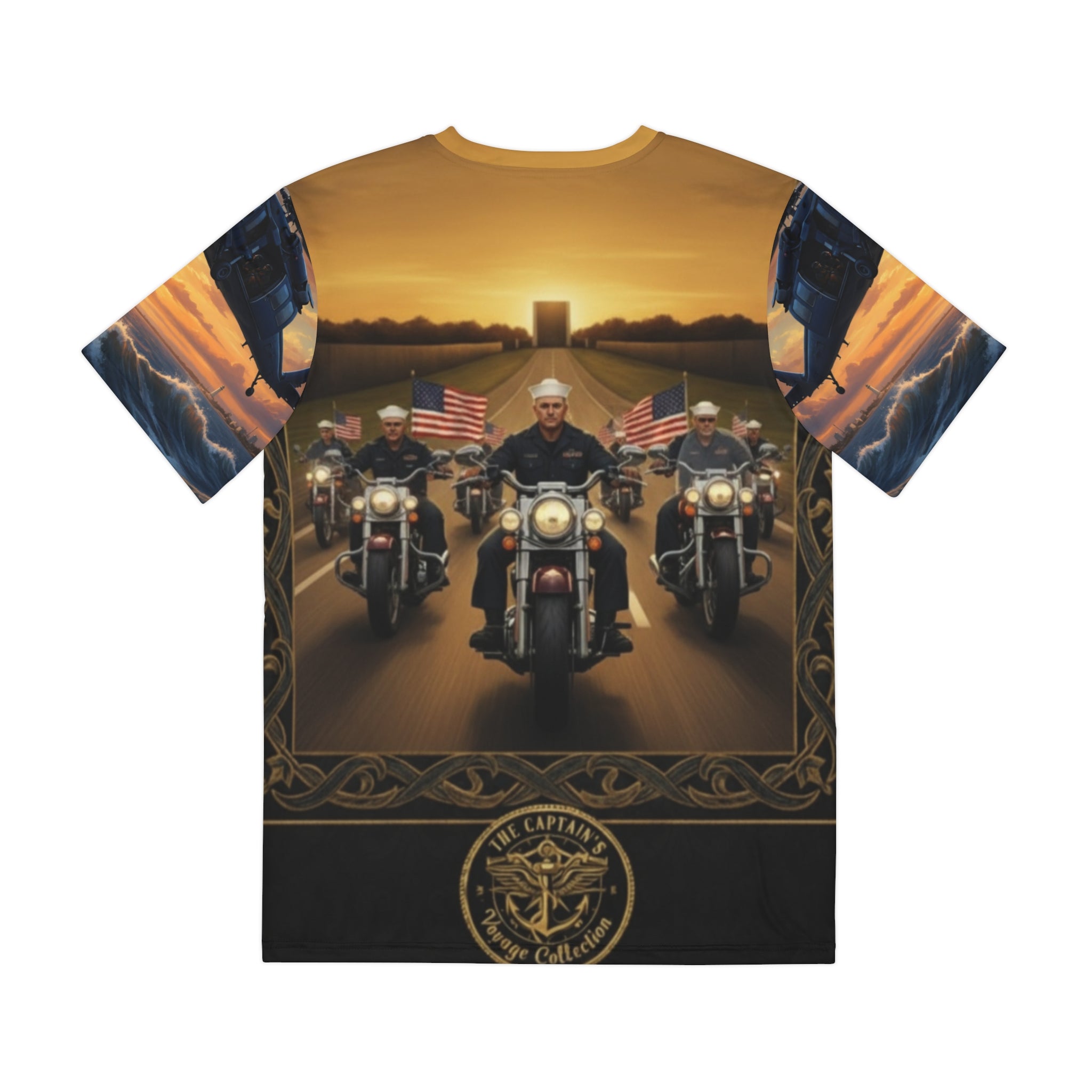 Veteran Motorcycle Tribute Tee — American Flags Biker Ride Graphic