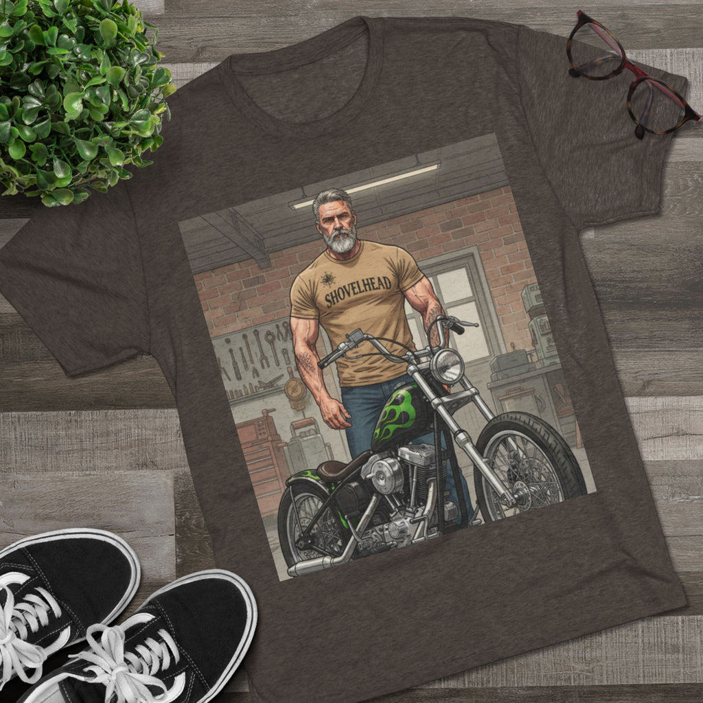 Vintage Biker Garage Tee — 'Somewhere' Motorcycle Illustration T-Shirt