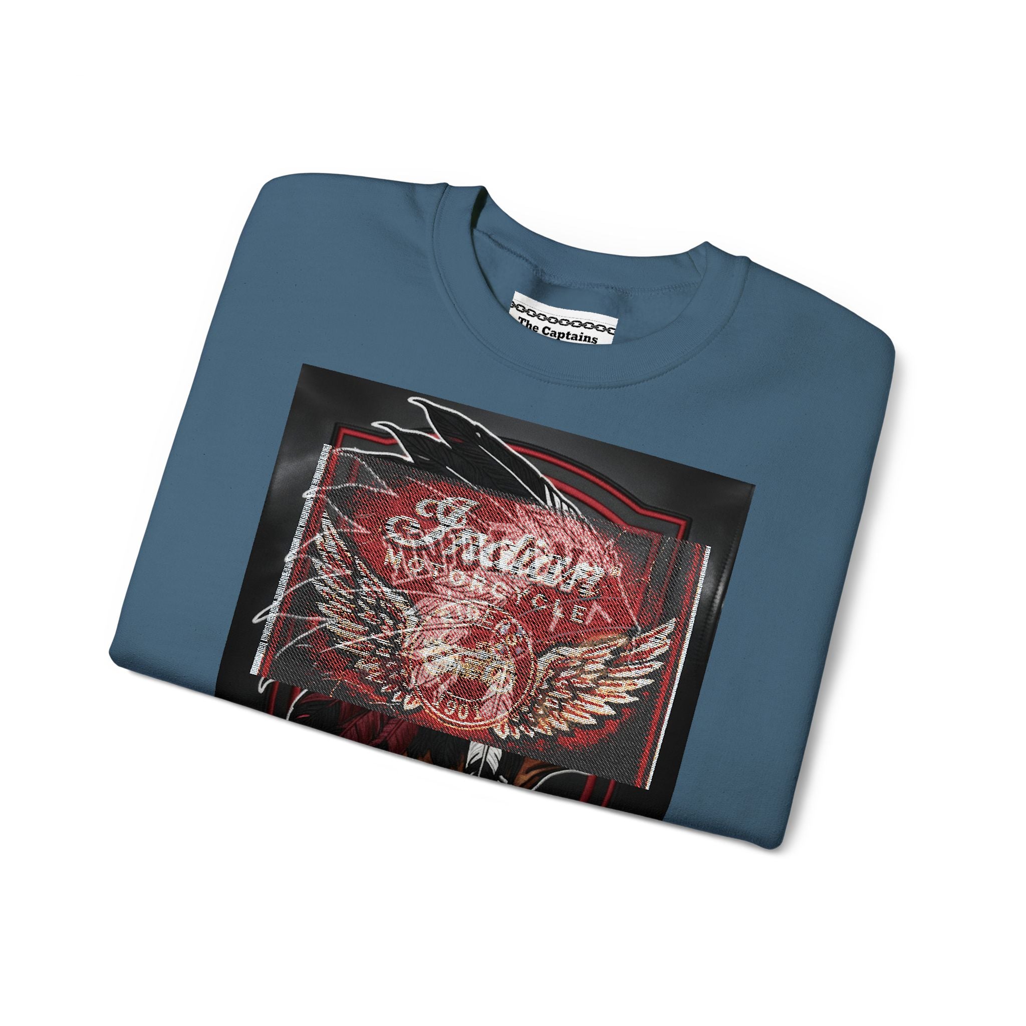 Vintage Motorcycle Crewneck Sweatshirt — 'Indian Motorcycles' Winged Logo