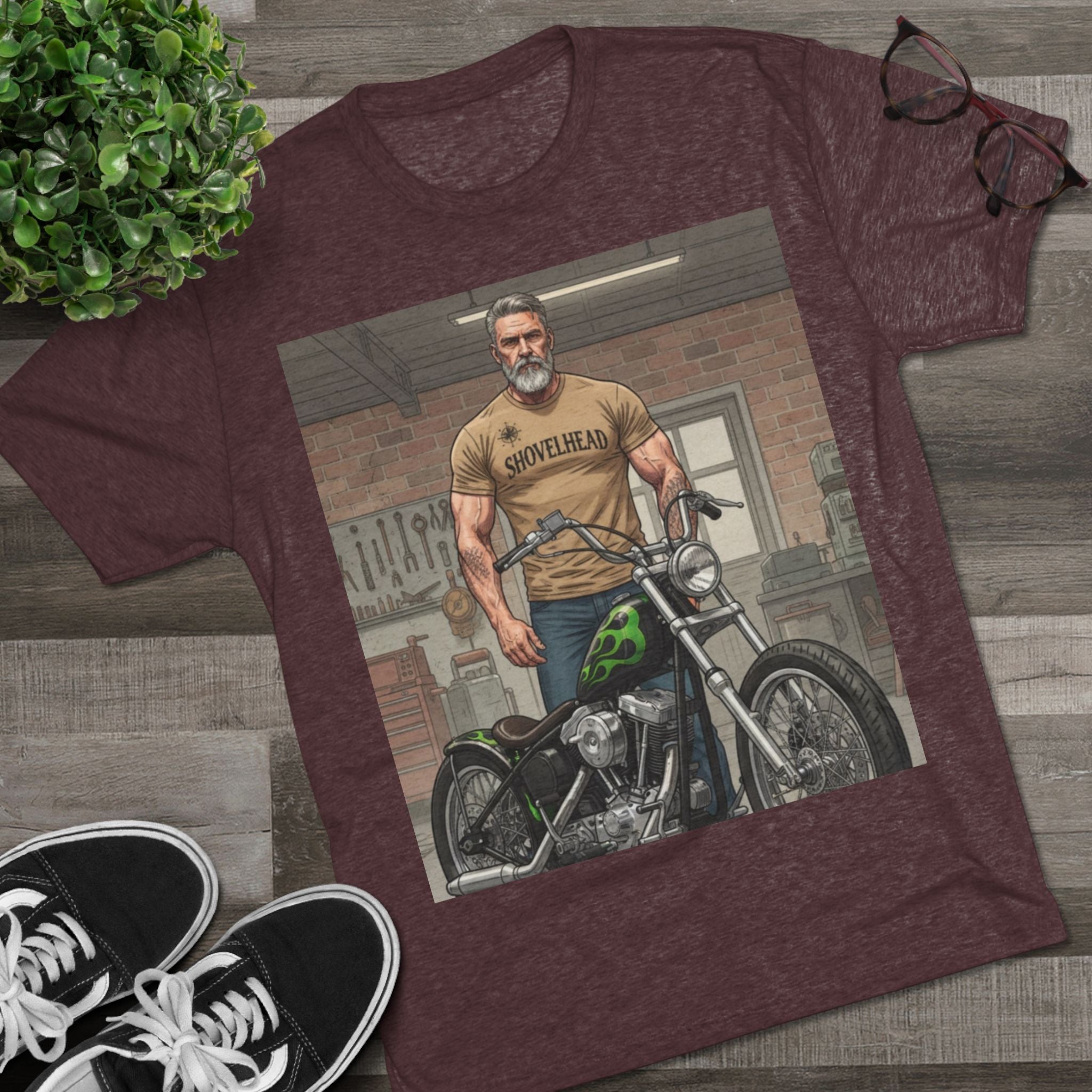 Vintage Biker Garage Tee — 'Somewhere' Motorcycle Illustration T-Shirt