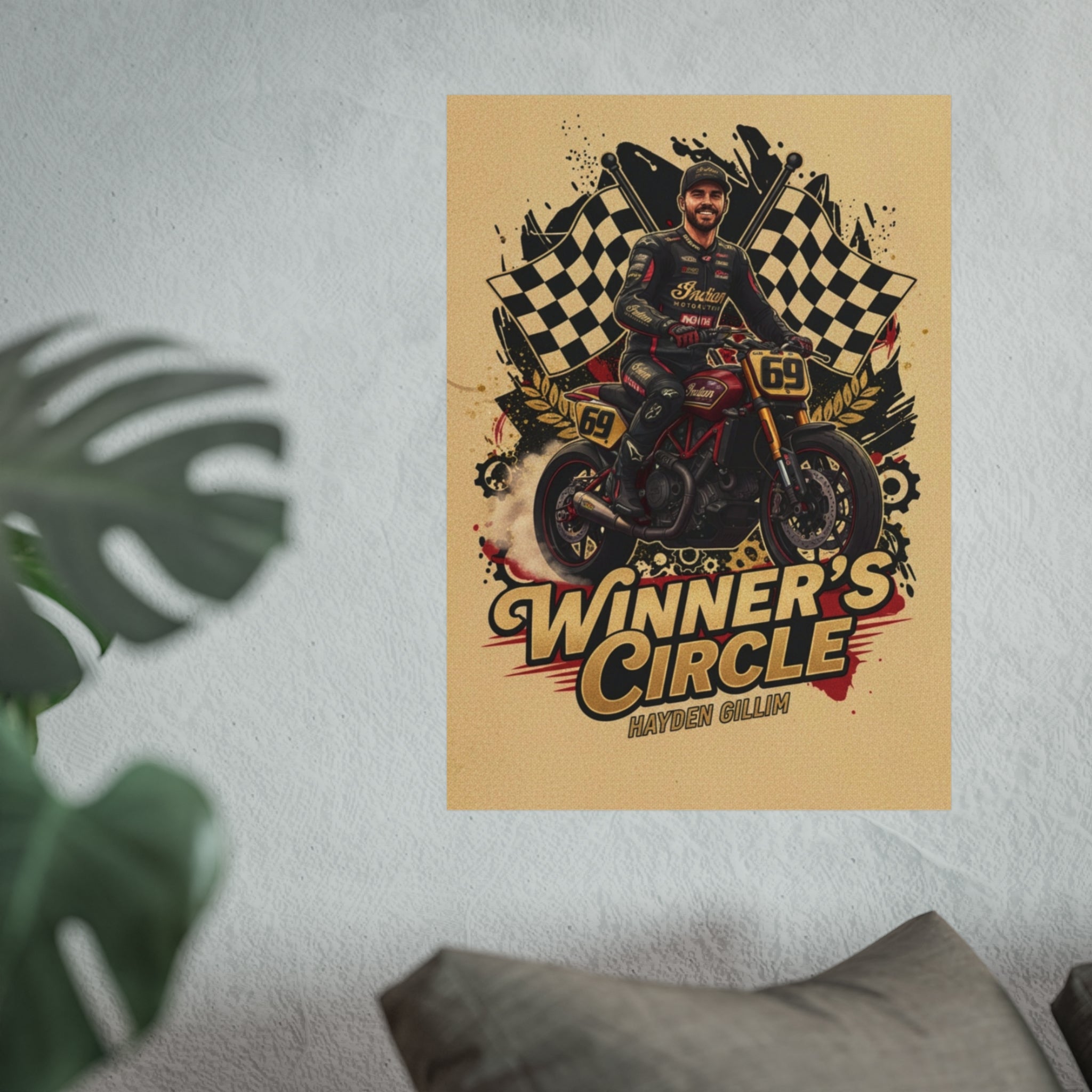 Winner's Circle Motorcycle Poster — Vintage Racing Fine Art Print