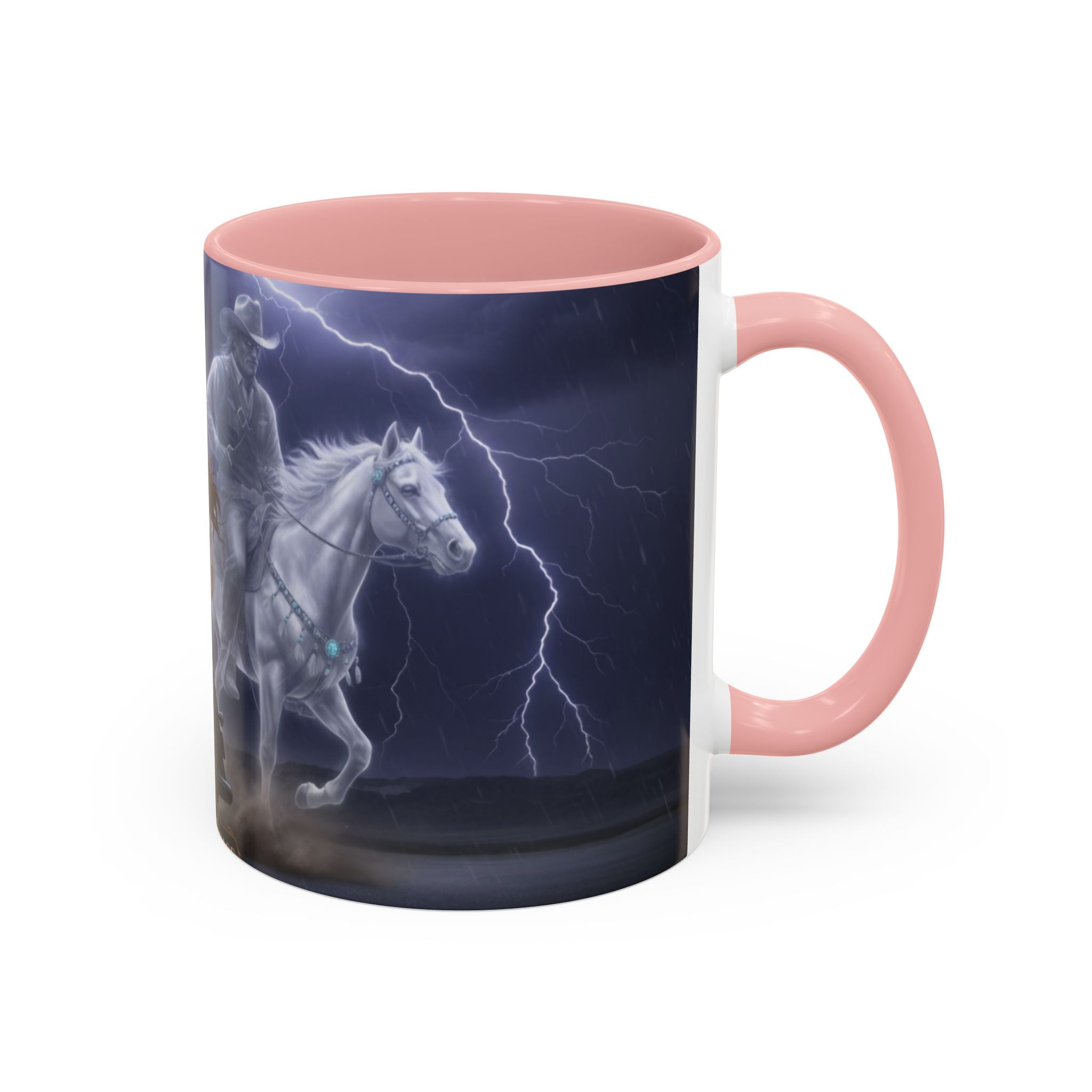 Western Ghost Riders Coffee Mug — Phantom Cowboy & Horse Lightning Accent Mug (11/15oz)