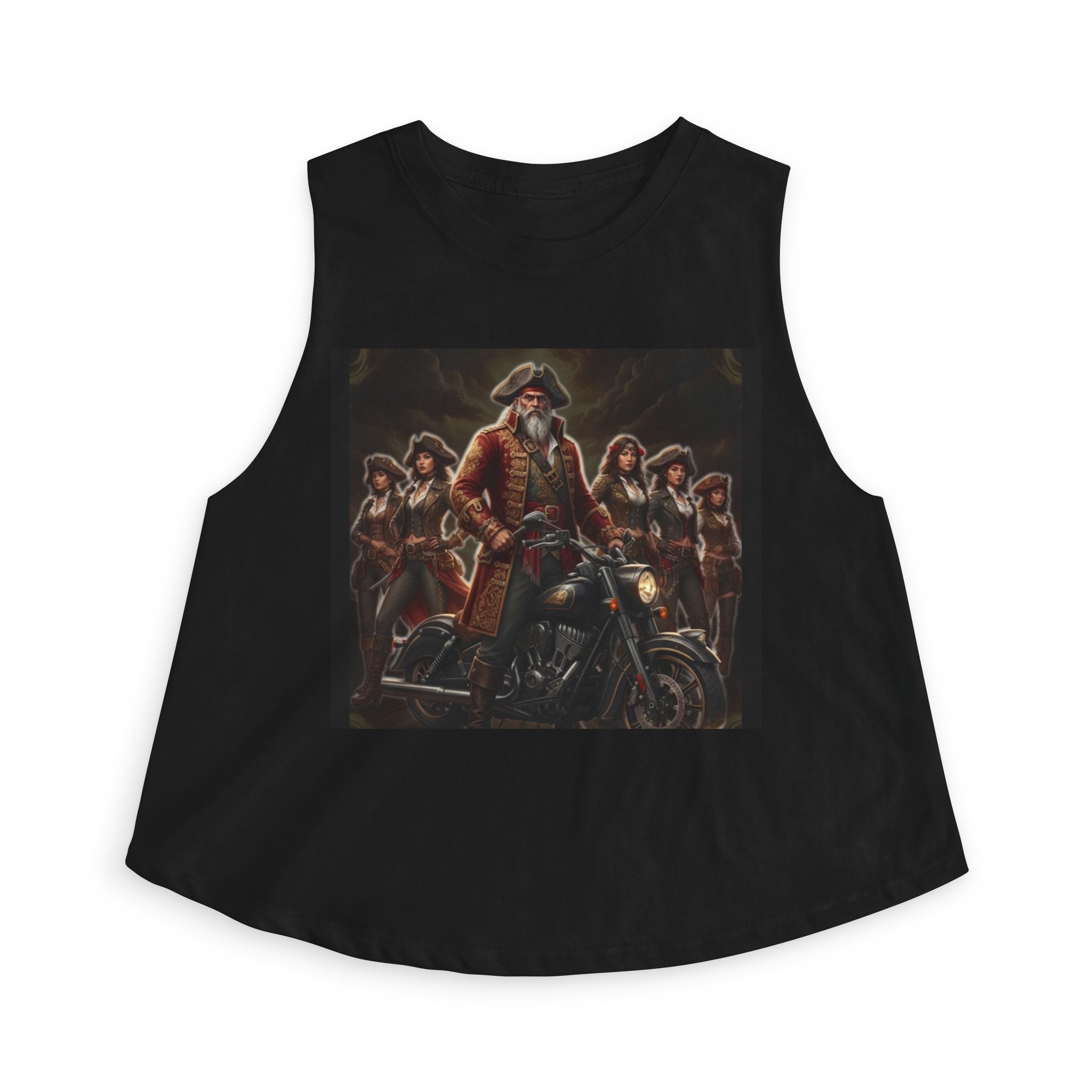 Women's Crop Top — Vintage Pirate Crew Motorcycle Graphic