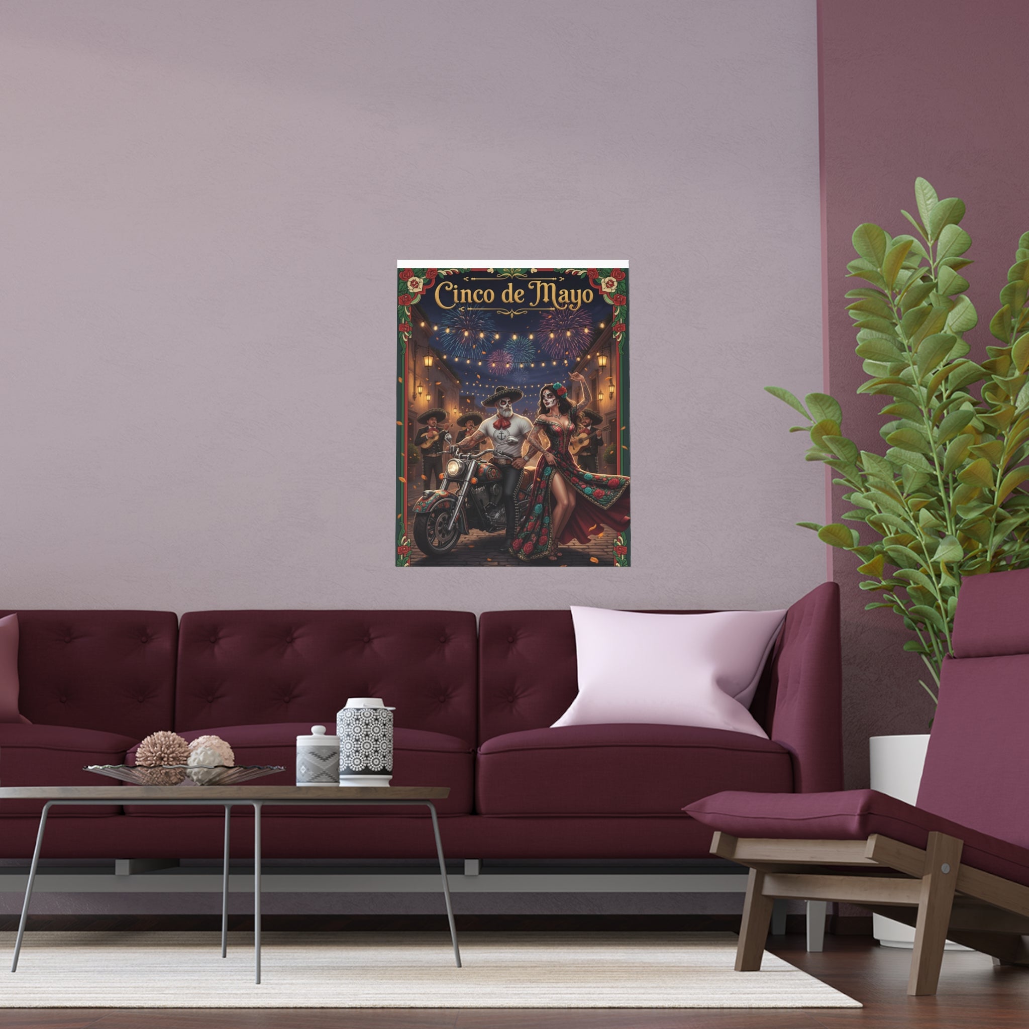 Day of the Dead Biker Silk Poster — Outdoor/Indoor Dia de los Muertos Wall Art