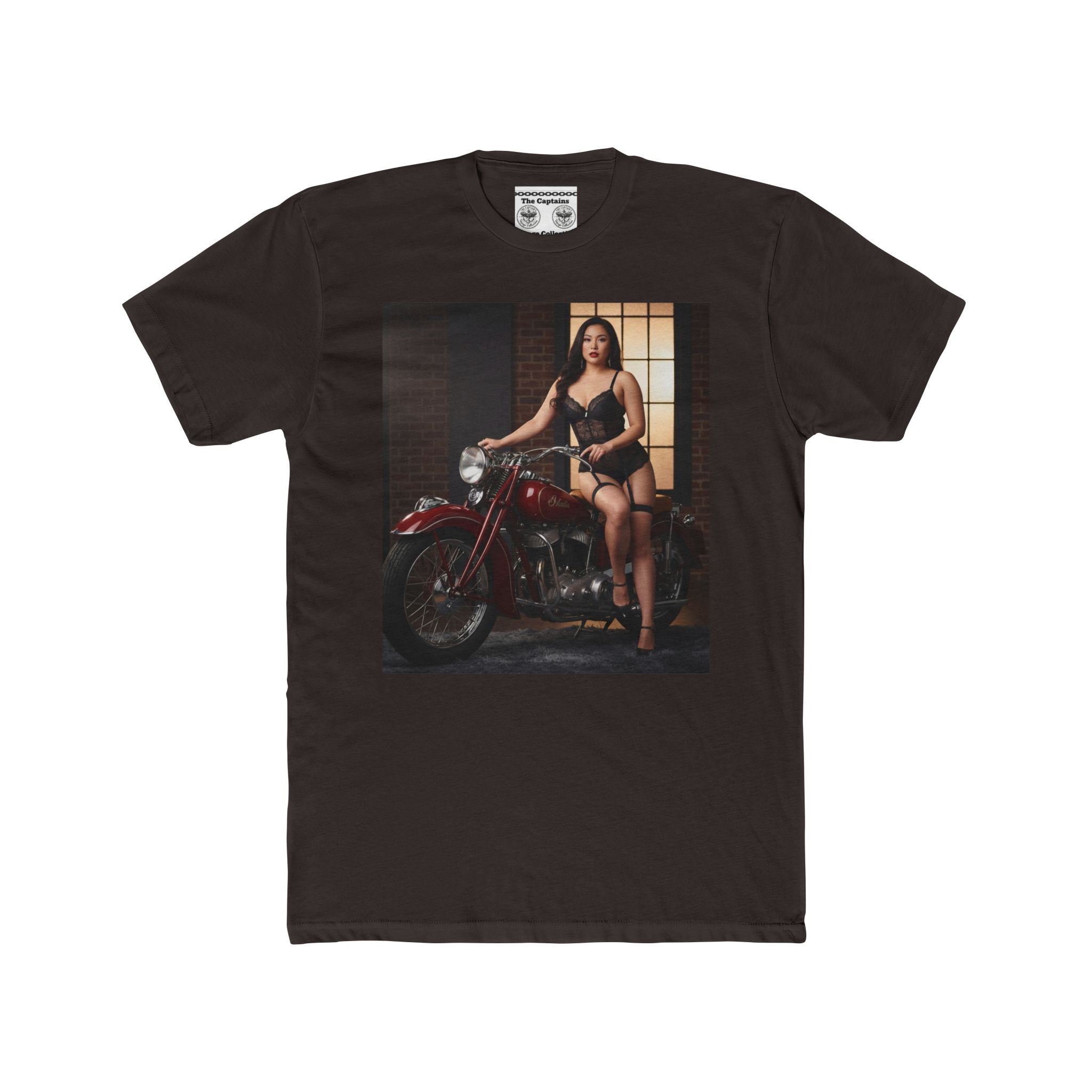 Vintage Motorcycle Pinup Tee — Retro Biker Photo Graphic T-Shirt