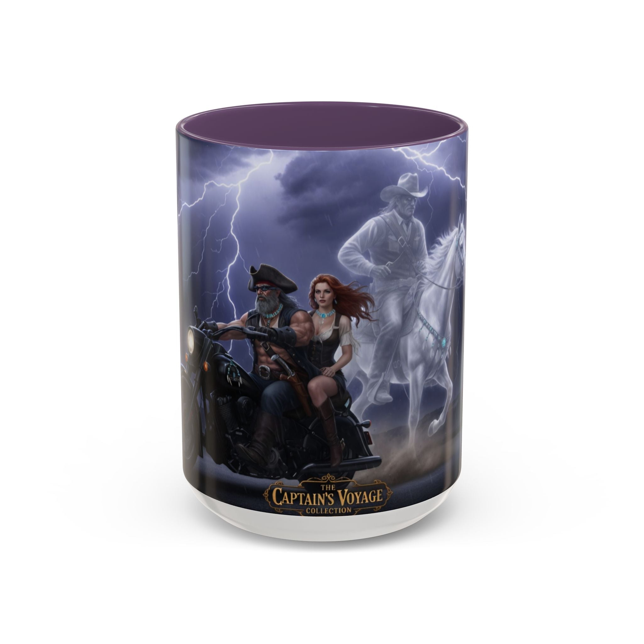 Western Ghost Riders Coffee Mug — Phantom Cowboy & Horse Lightning Accent Mug (11/15oz)