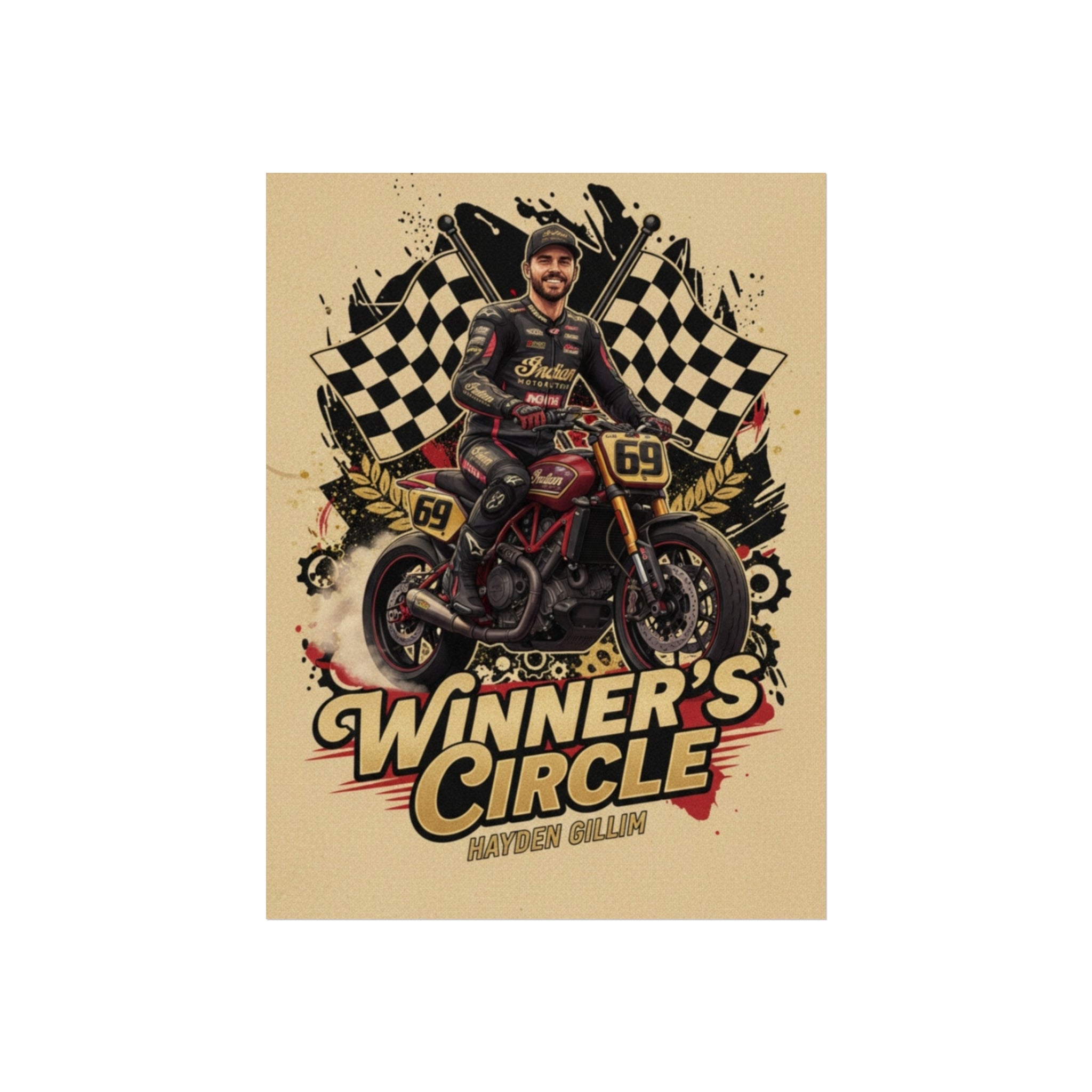 Winner's Circle Motorcycle Poster — Vintage Racing Fine Art Print