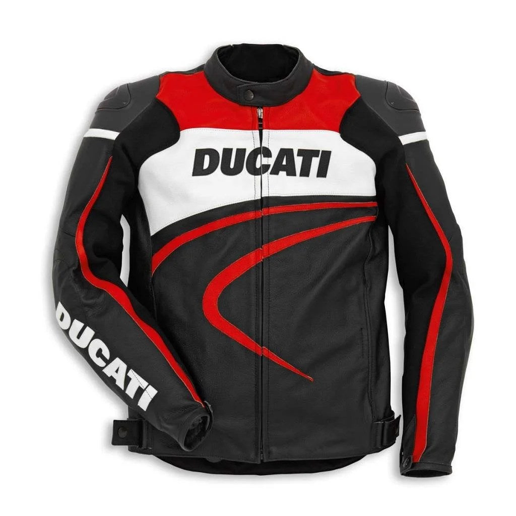 DUCATI MOTORCYCLE LEATHER RACING JACKET - 4XL