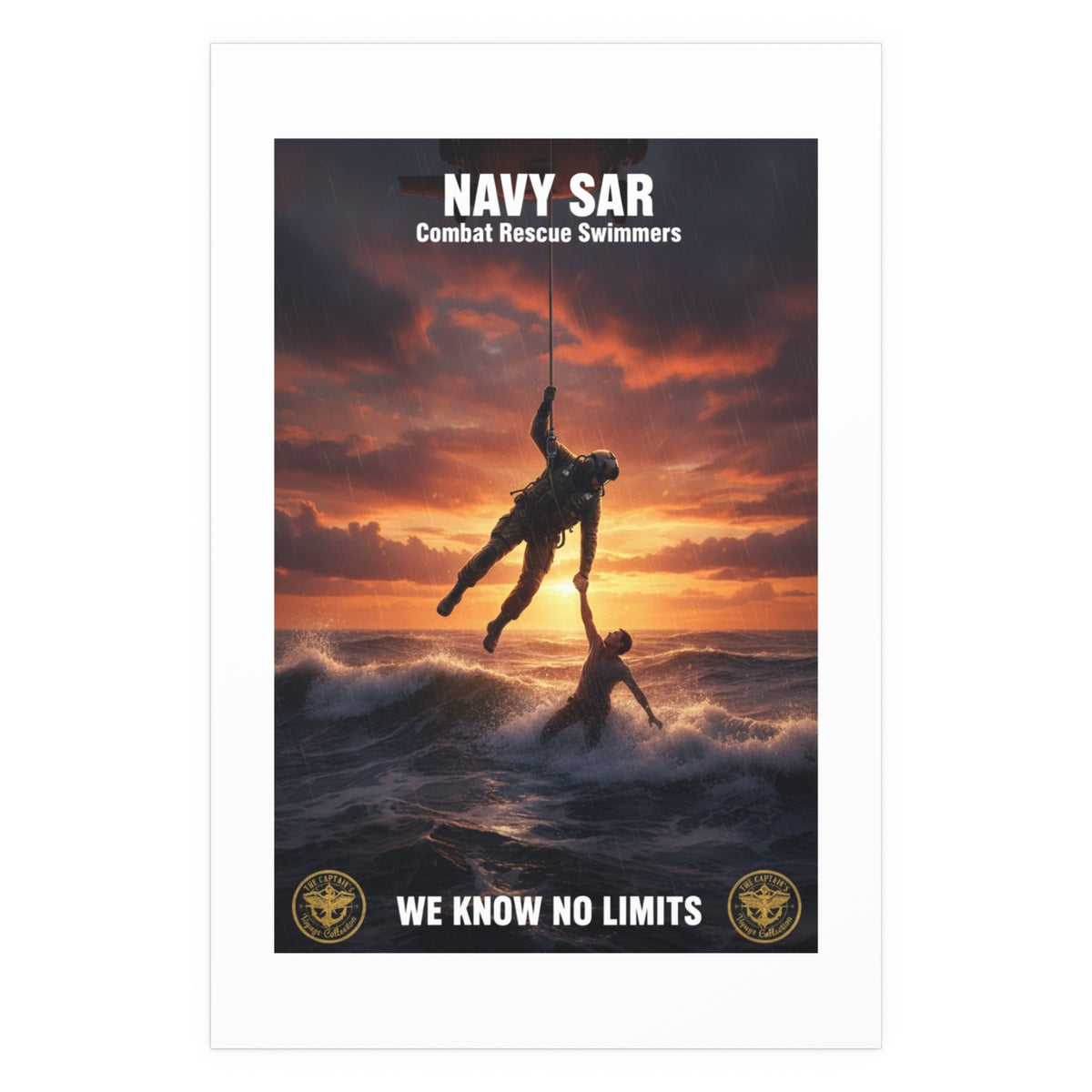 Navy SAR Combat Rescue Swimmers Silk Poster — “We Know No Limits” Indoor/Outdoor Wall Art