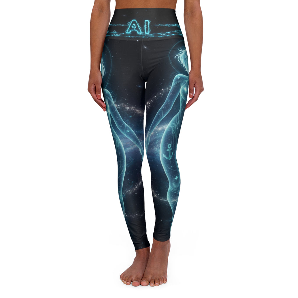 AI Neon Mermaid High-Waist Yoga Leggings