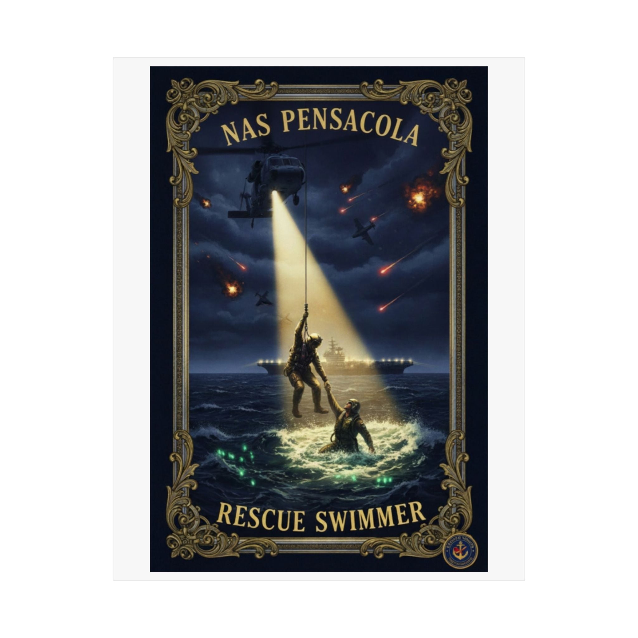 Rescue Swimmer Poster — NAS Pensacola Matte Vertical Wall Art